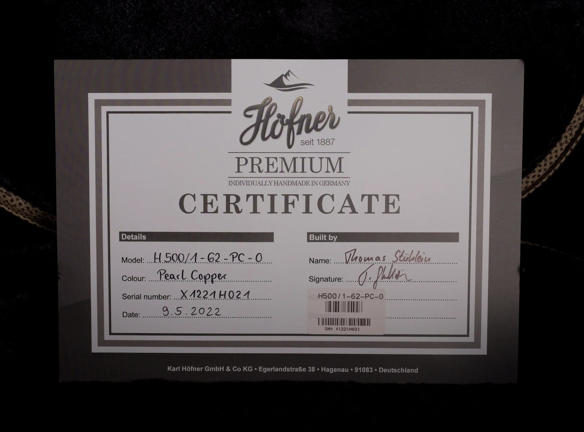 Hofner Limited Edition Pearl Copper 62 Violin Bass HOF-H500/1-62-PC-O With Case - Image 24