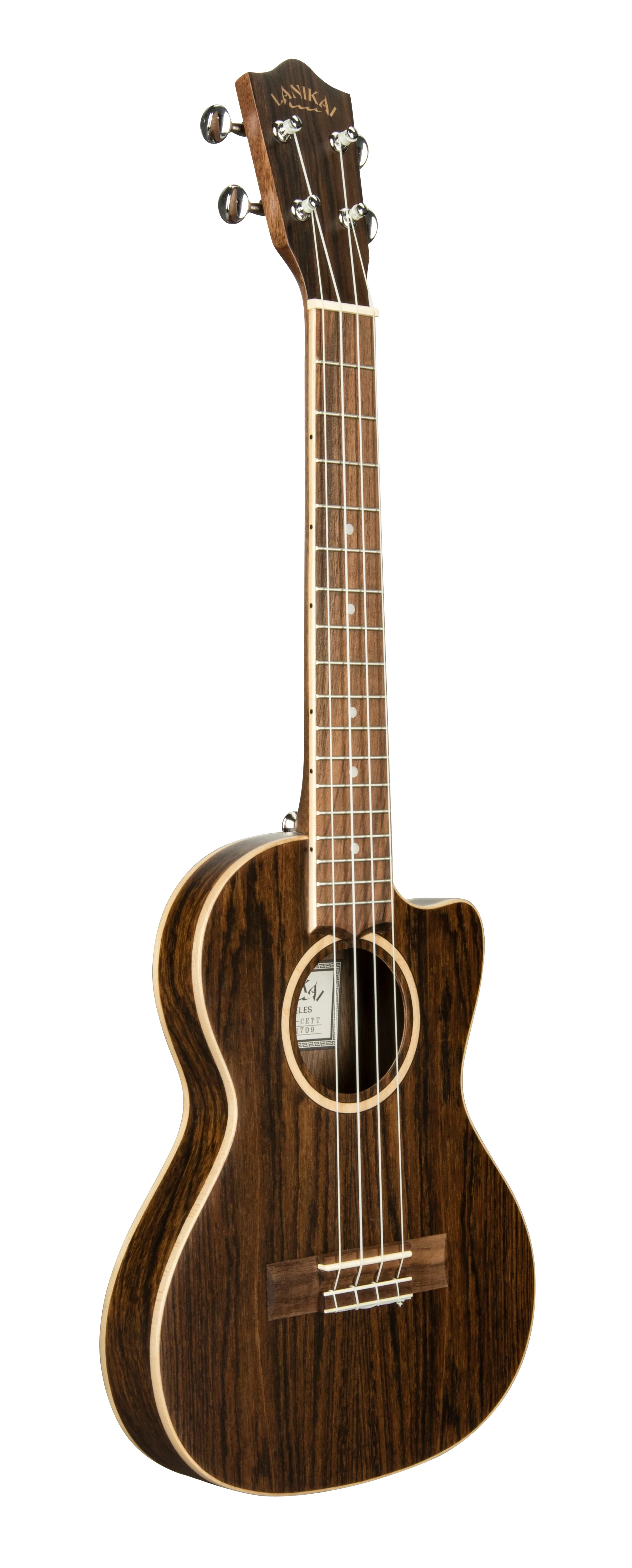 Lanikai FB-CETT Figured Bocote Thin Body Tenor with Acoustic Electric Ukulele - Image 3