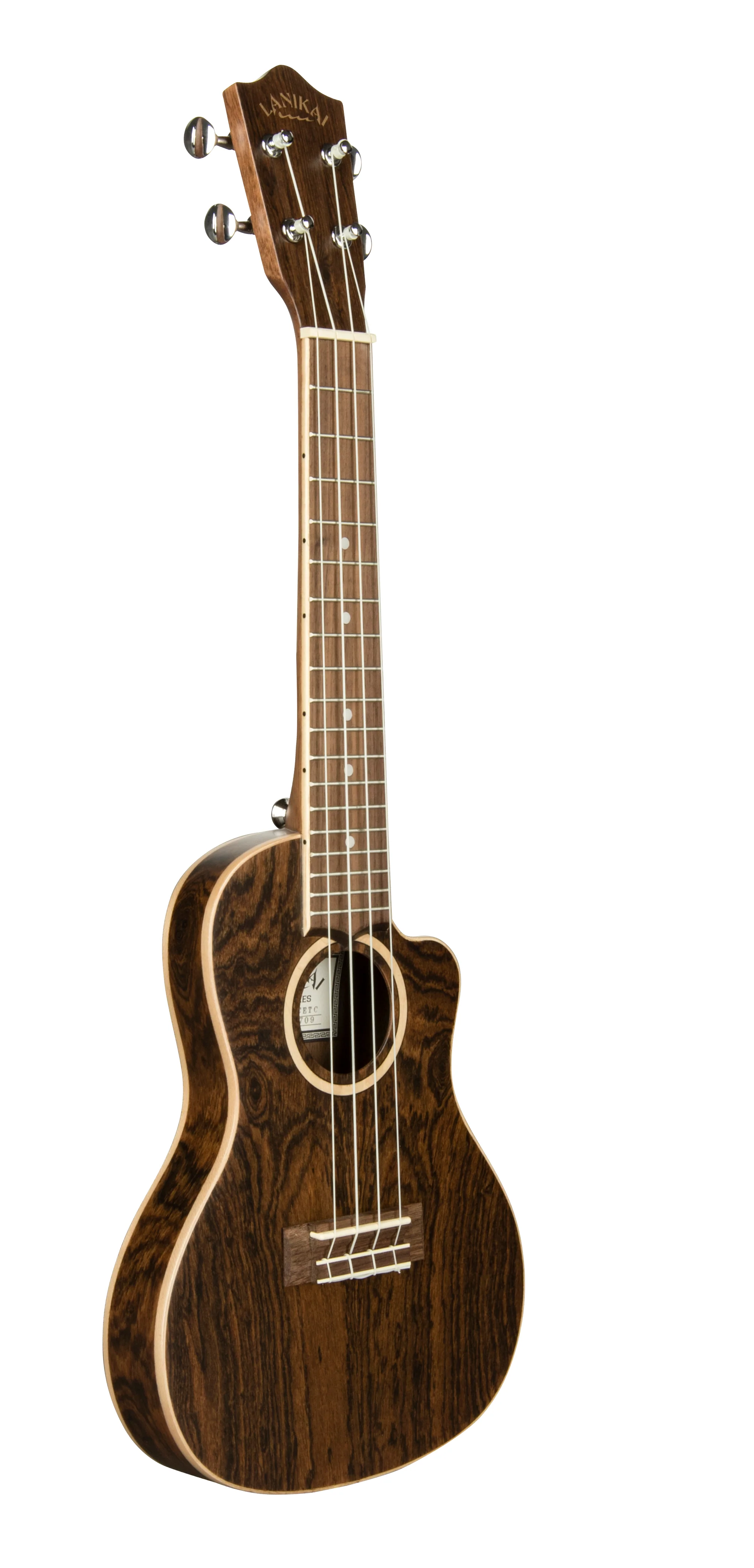 Lanikai FBCET-C Figured Bocote Thin Body Concert with Acoustic Electric Ukulele - Image 3
