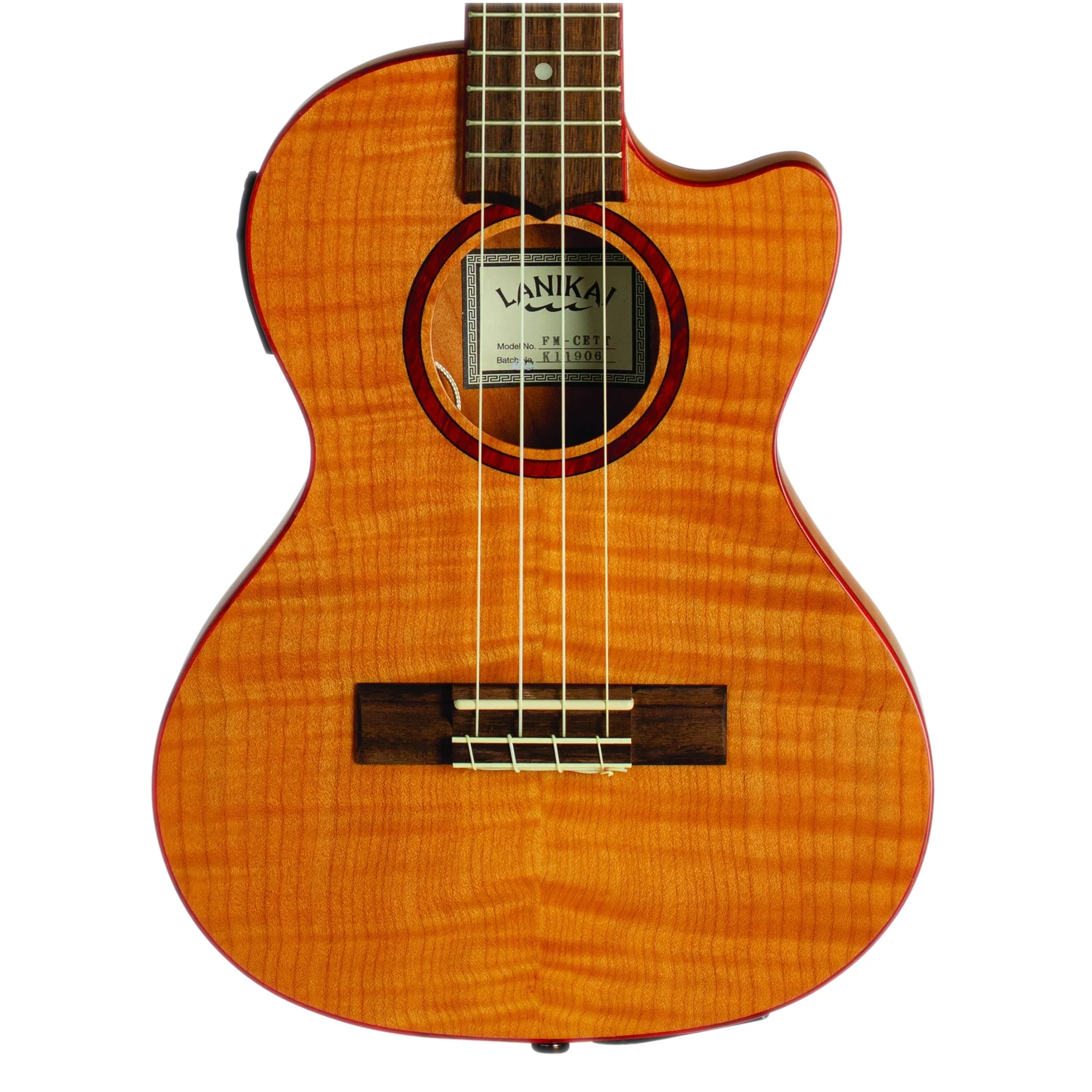 Lanikai FM-CETT Flame Maple Thin Tenor Ukulele Electric Natural with Gig Bag