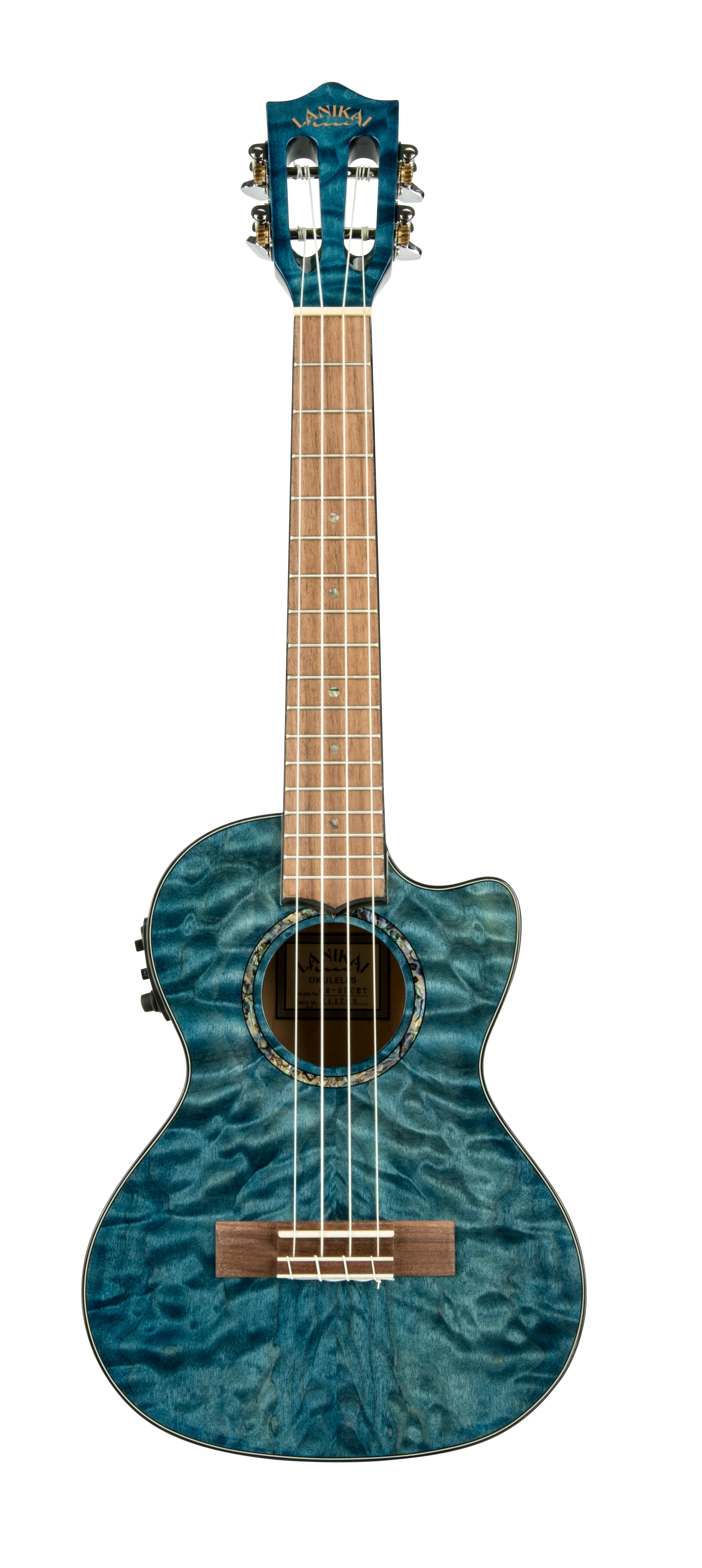 Lanikai QM-BLCET Quilted Maple Blue stain Tenor with Kula Preamp Acoustic Electric Ukulele - Image 2