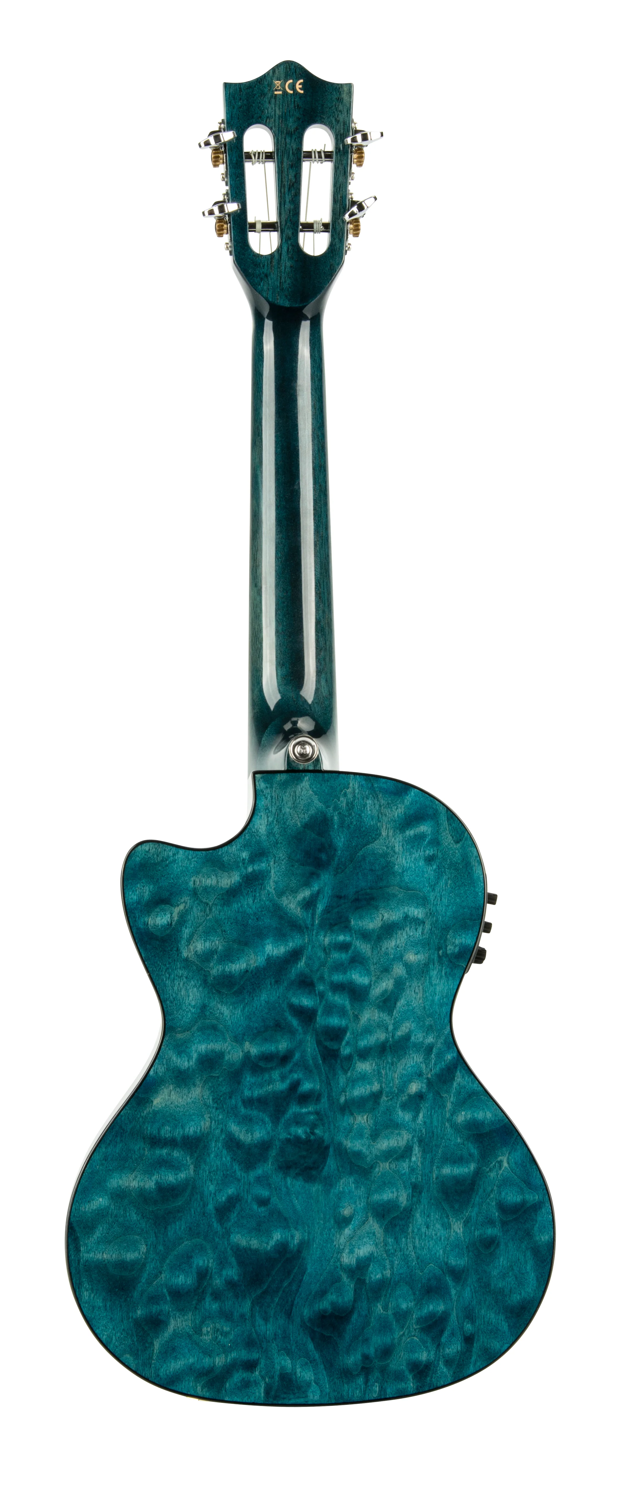 Lanikai QM-BLCET Quilted Maple Blue stain Tenor with Kula Preamp Acoustic Electric Ukulele - Image 4