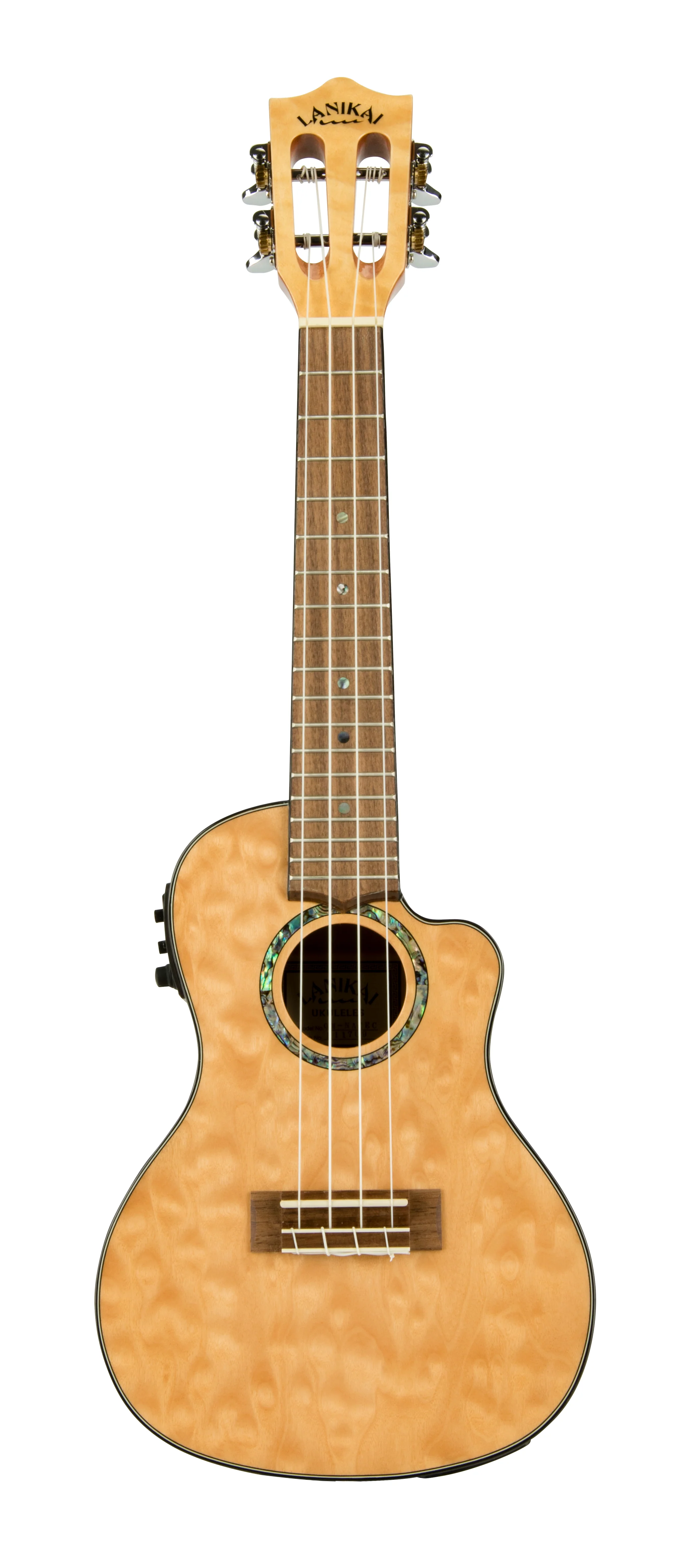 Lanikai QM-NACEC Quilted Maple Natural Stain Concert with Kula Preamp Acoustic Electric Ukulele - Image 2