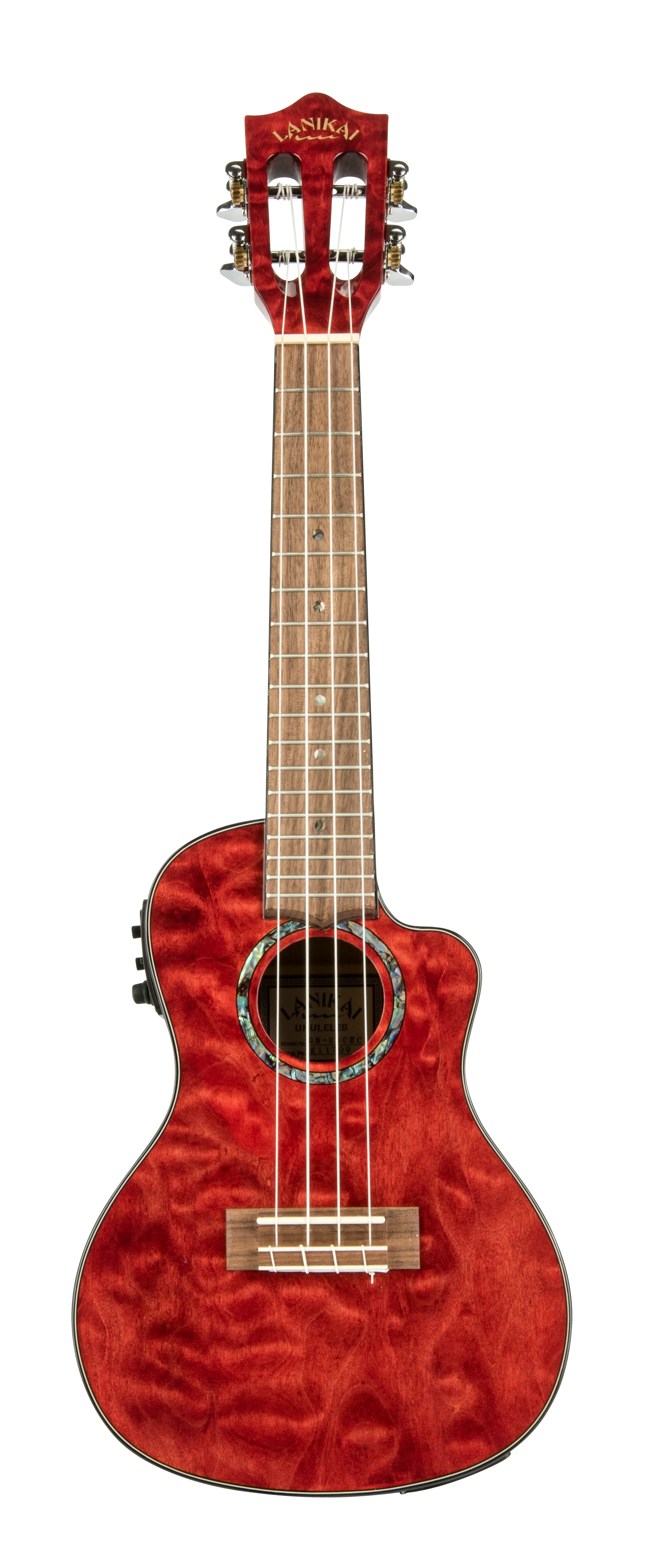Lanikai QM-RDCEC Quilted Maple Red Stain Concert with Kula Preamp Acoustic Electric Ukulele - Image 2