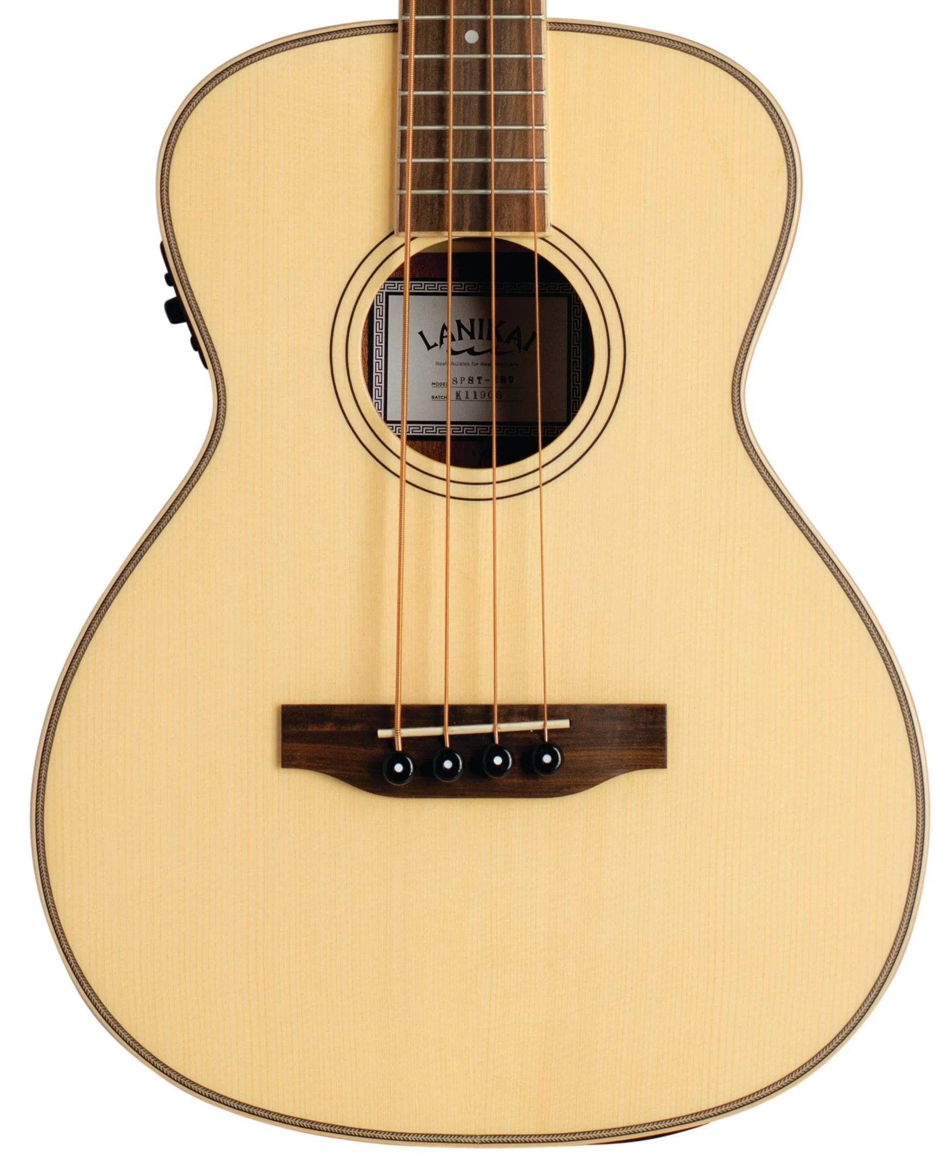 Lanikai SPST-EBU Solid Spruce Bass Ukulele Electric Natural with Gig Bag - Image 2