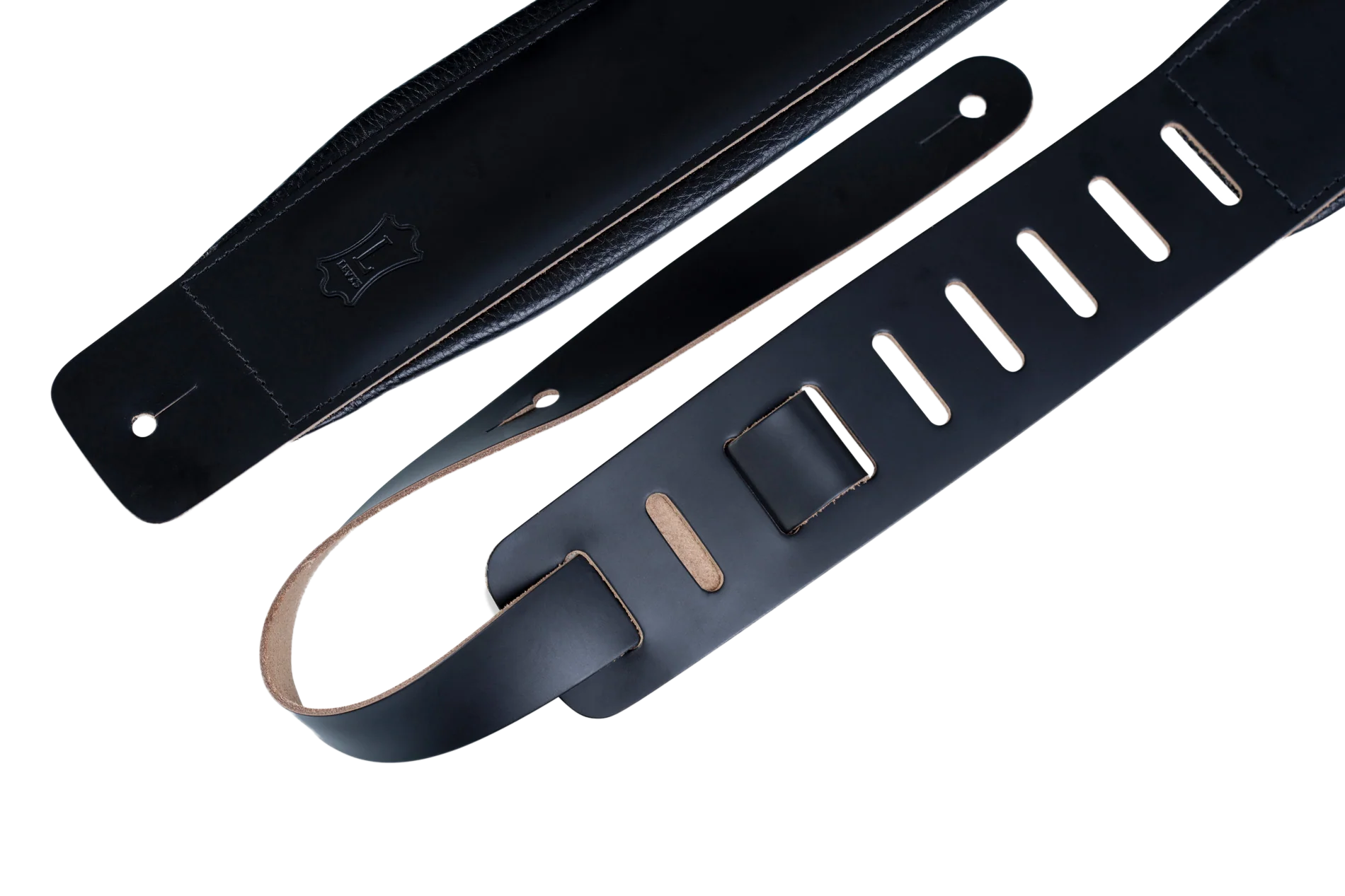 Levy's DM1PD-BLK 3" Wide Black Genuine Leather Guitar Strap - Image 2