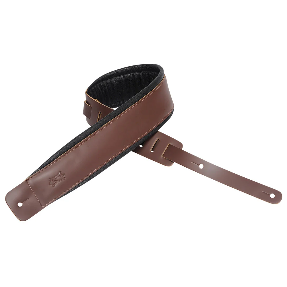 Levy's DM1PD-BRN 3" Wide Brown Genuine Leather Guitar Strap