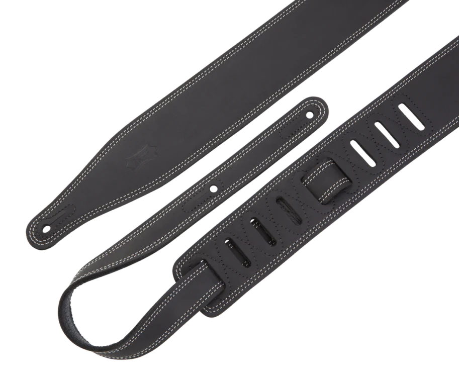 Levy's M17BDS-BLK 2 1/2" Black Pull-up Leather Guitar Strap With Soft Garment Leather Backing - Image 2
