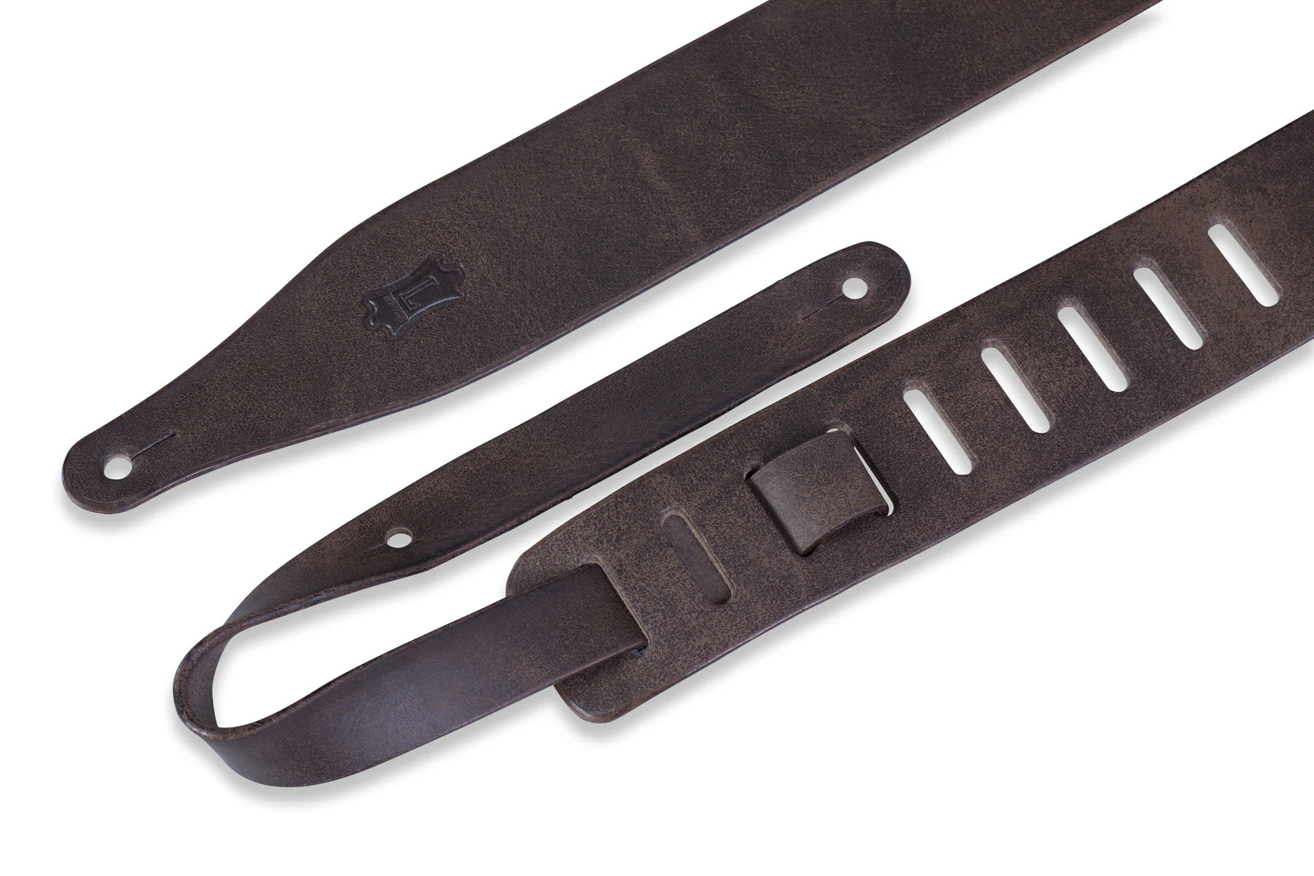 Levy's M17D-DBR 2 1/2" Wide Dark Brown Veg-Tan Leather Guitar Strap - Image 2