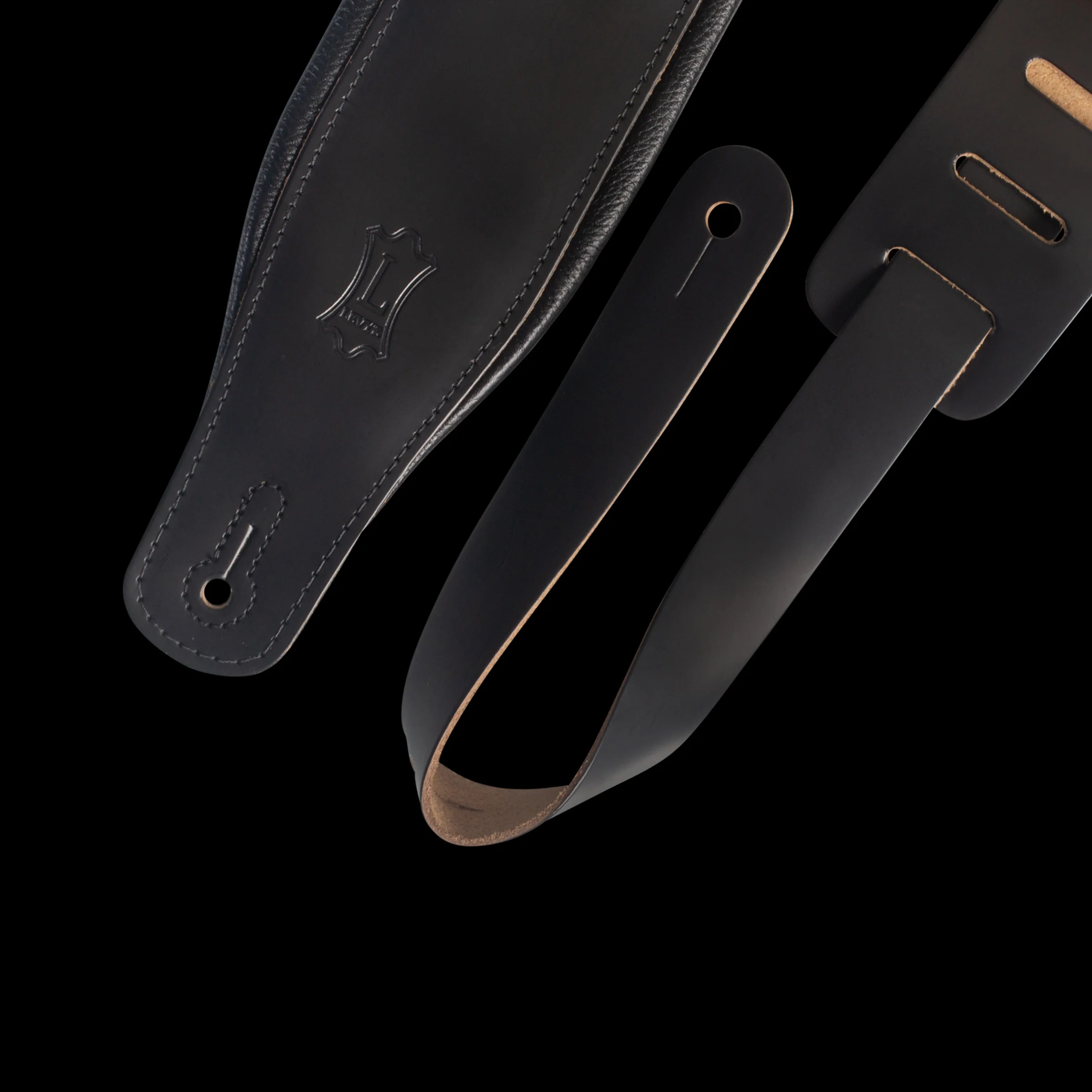 Levy's M26PD-BLK 3 inch Wide Top Grain Leather Guitar Straps - Image 3