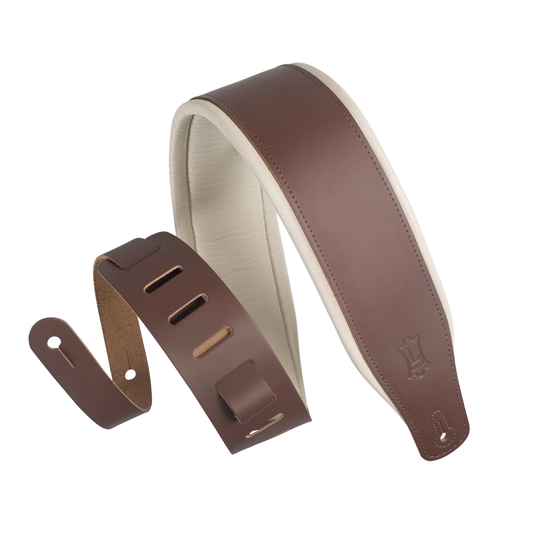 Levy's M26PD-BRN_CRM 3 inch Wide Top Grain Leather Guitar Straps