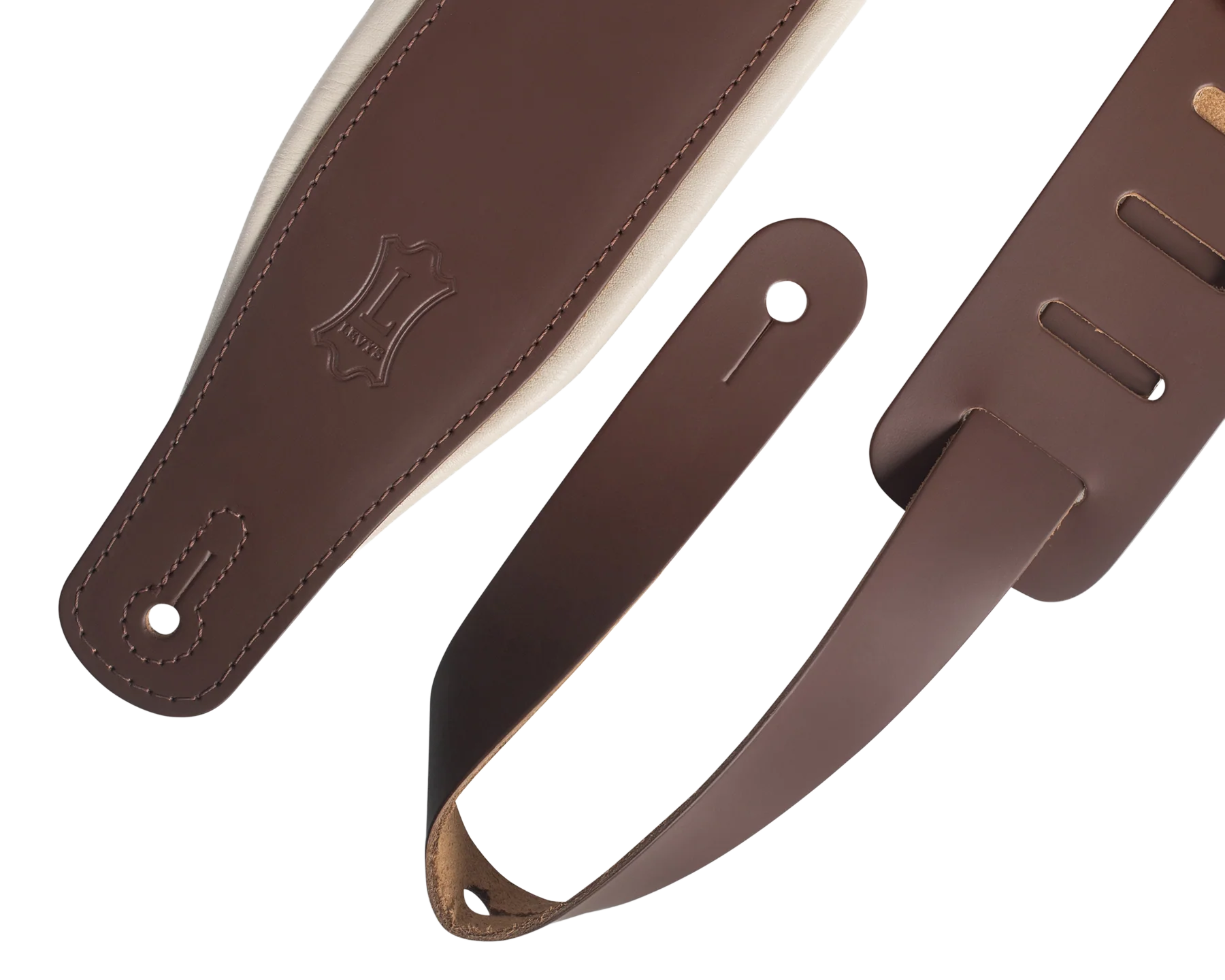 Levy's M26PD-BRN_CRM 3 inch Wide Top Grain Leather Guitar Straps - Image 3