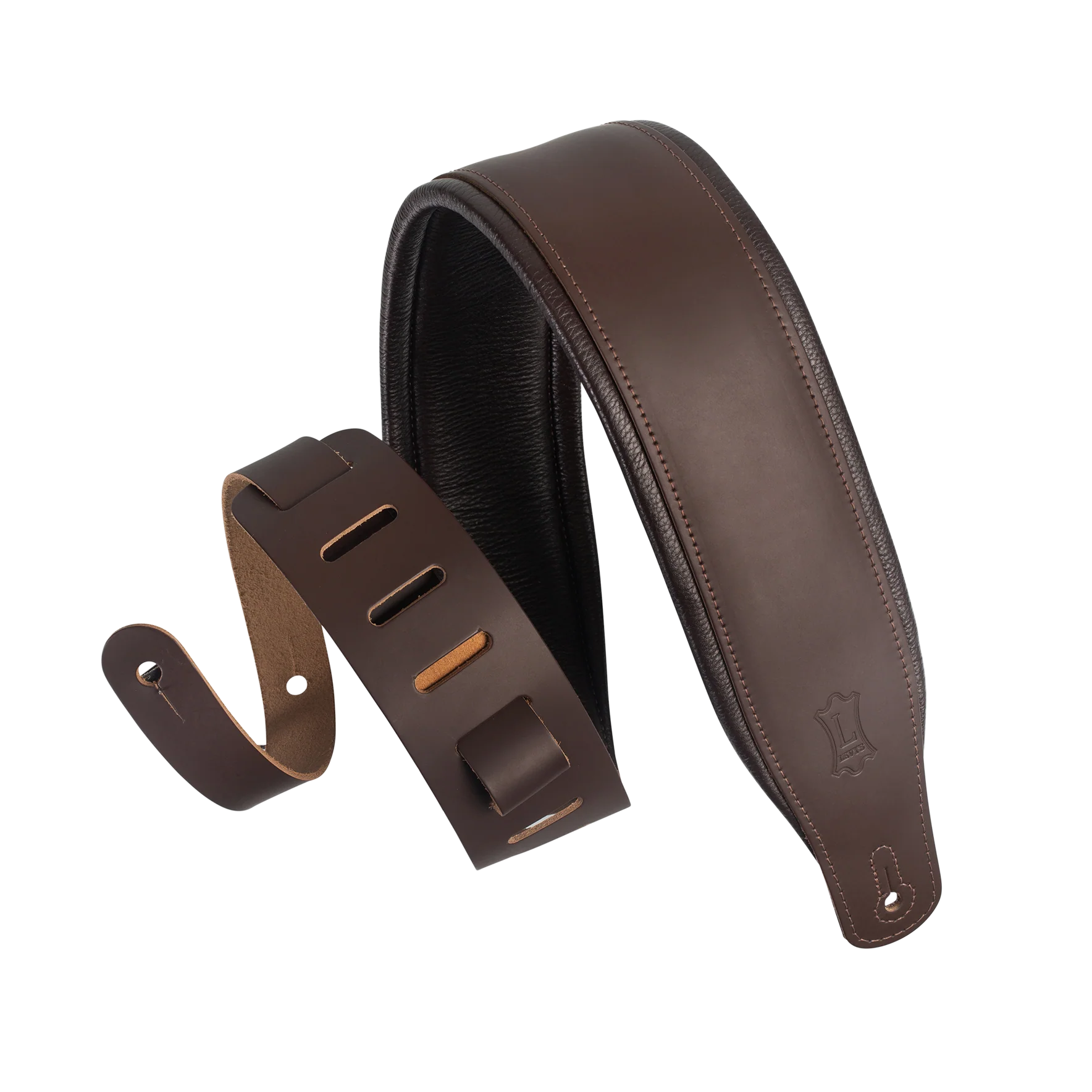 Levy's M26PD-DBR_DBR 3 inch Wide Top Grain Leather Guitar Straps