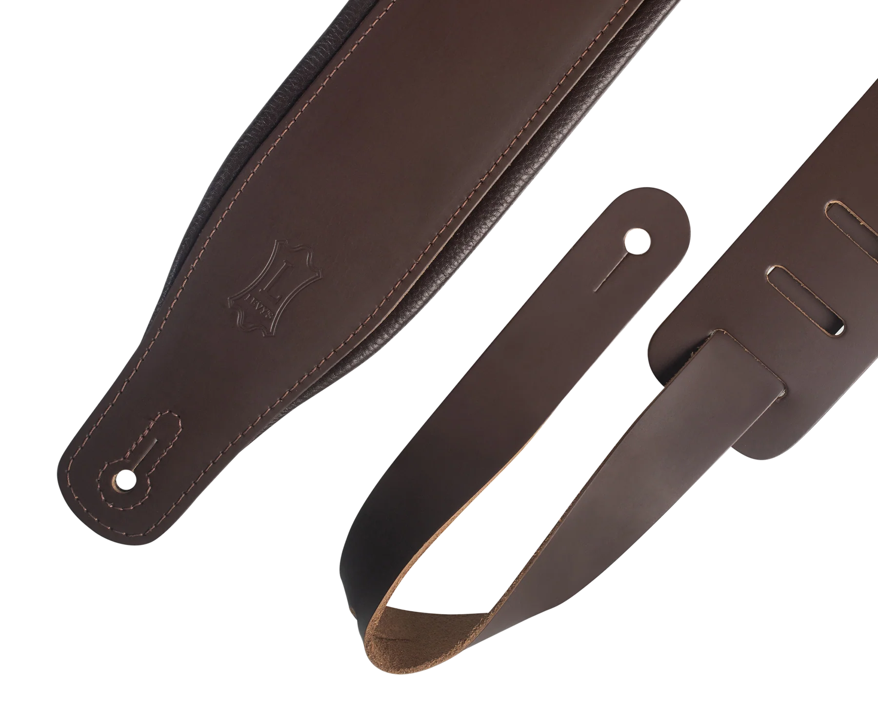 Levy's M26PD-DBR_DBR 3 inch Wide Top Grain Leather Guitar Straps - Image 2