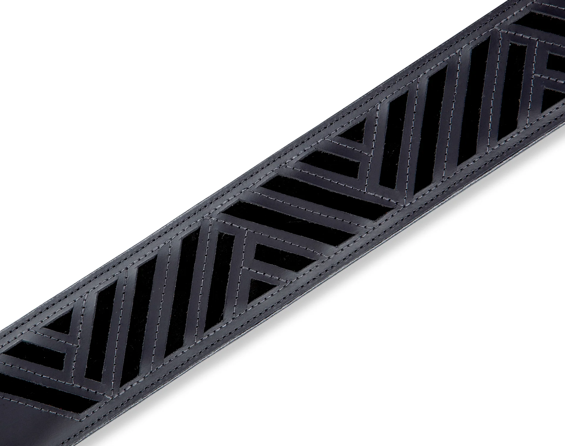 Levy's MC317DCO-BLK_BLK 2 1/2" Wide Black Chrome-Tan Leather Guitar Strap - Image 2