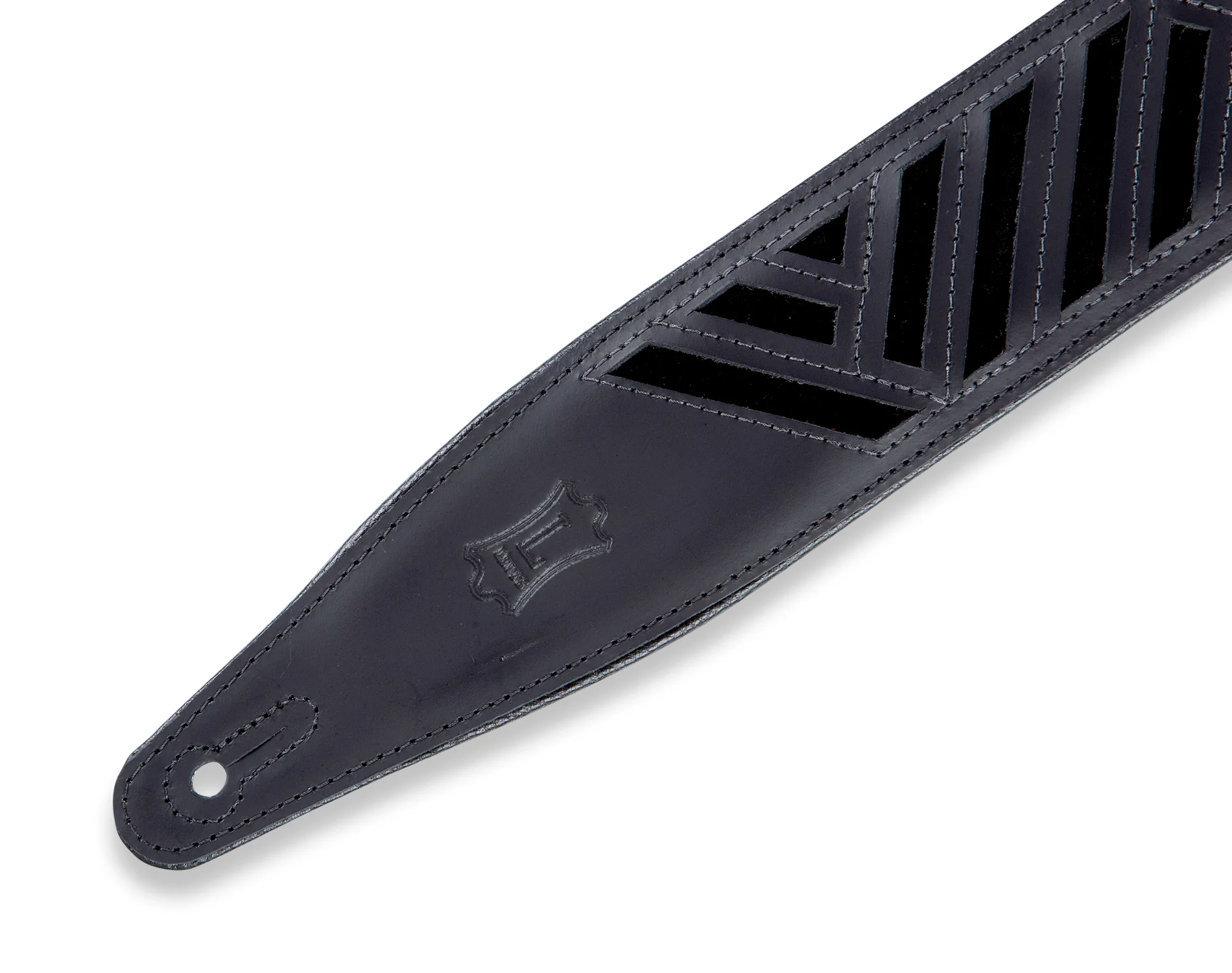 Levy's MC317DCO-BLK_BLK 2 1/2" Wide Black Chrome-Tan Leather Guitar Strap - Image 3