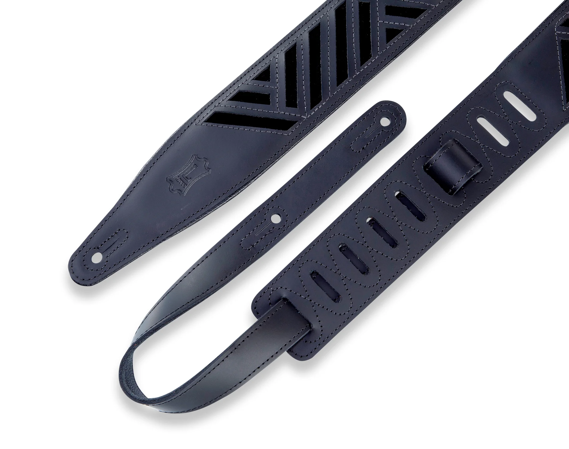 Levy's MC317DCO-BLK_BLK 2 1/2" Wide Black Chrome-Tan Leather Guitar Strap - Image 4