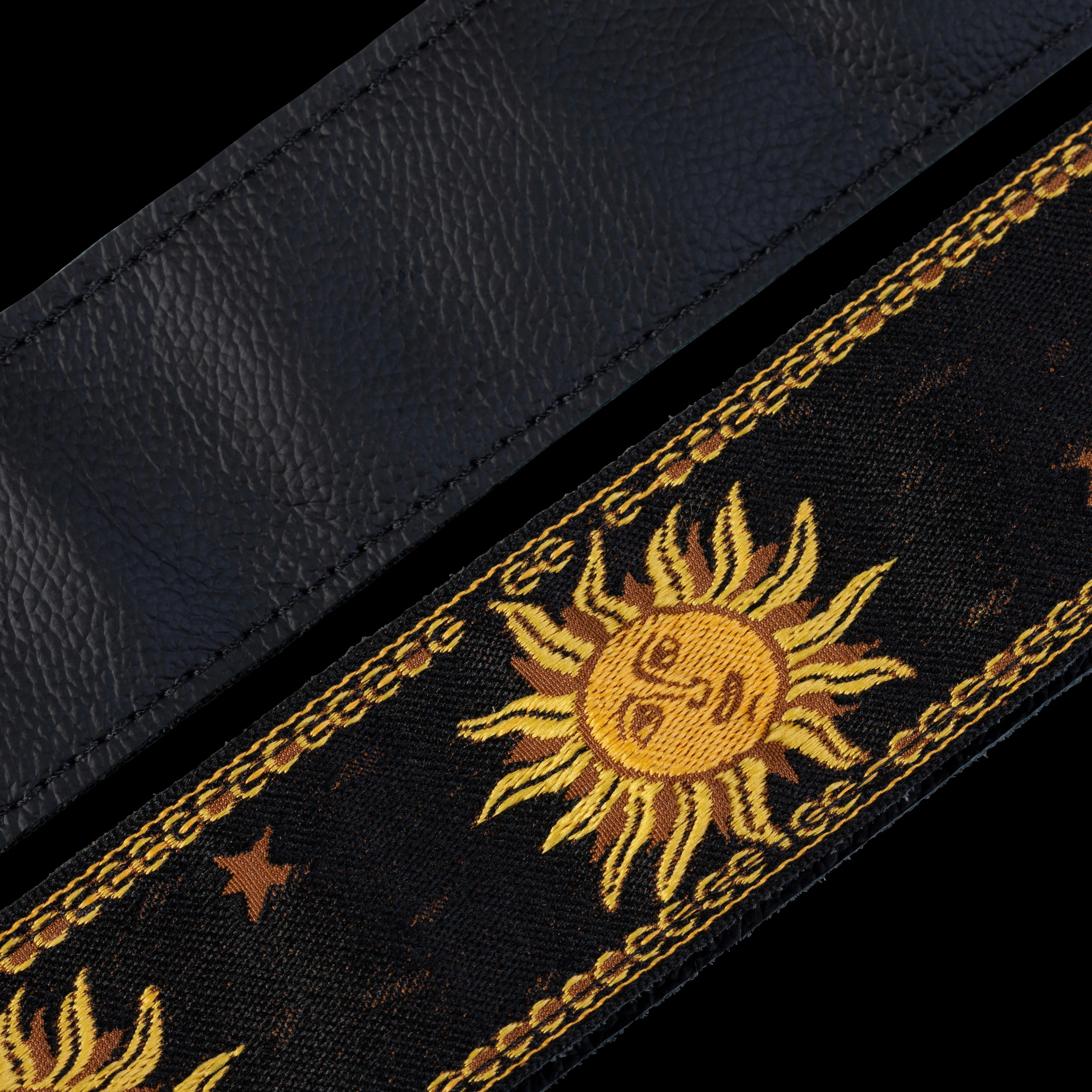 Levy's MPJG-SUN-BLK 2" Wide Black Jacquard Guitar Strap - Image 2