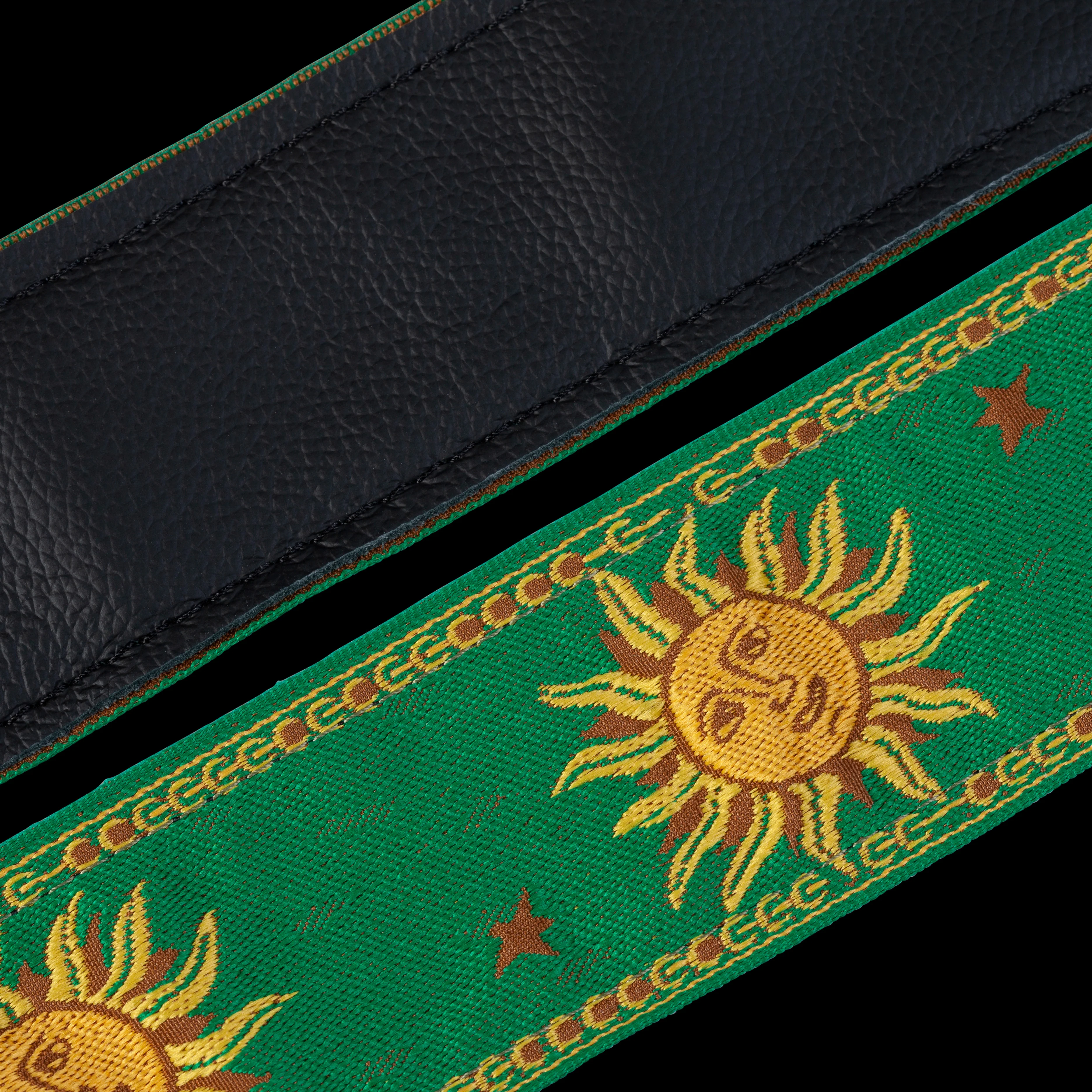Levy's MPJG-SUN-GRN 2" Wide Green Jacquard Guitar Strap - Image 2
