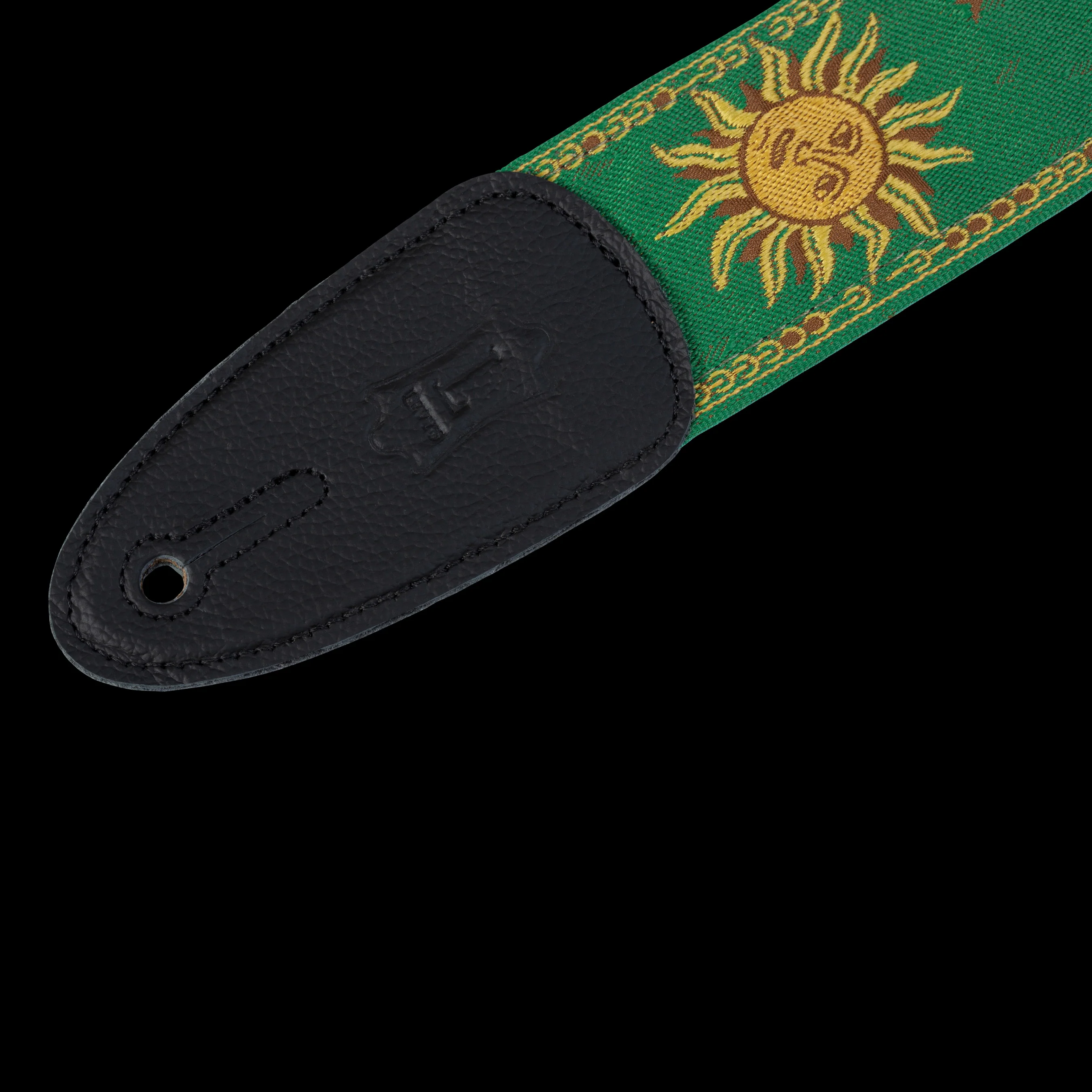 Levy's MPJG-SUN-GRN 2" Wide Green Jacquard Guitar Strap - Image 5