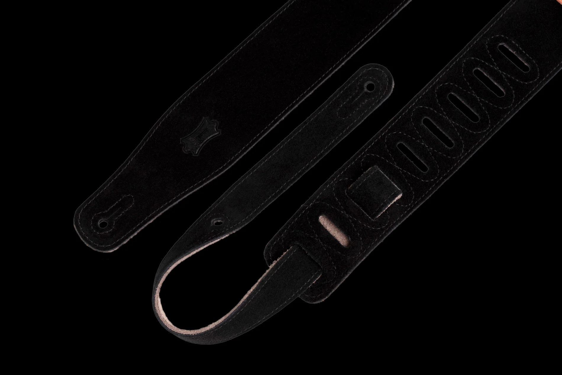 Levy's MS26-BLK 2 1/2" Wide Black Suede Guitar Strap - Image 3