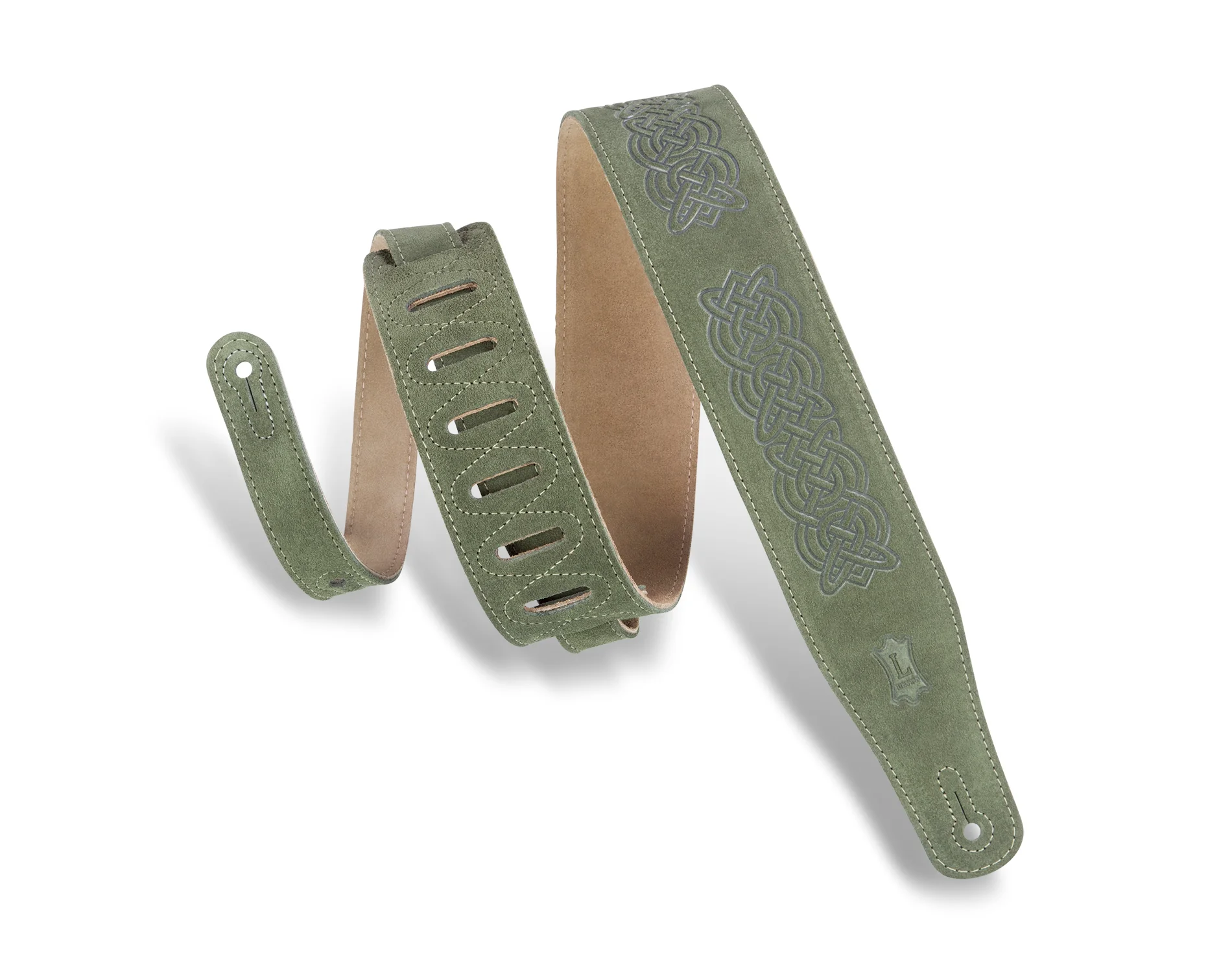 Levy's MS26CK-GRN 2 1/2" Wide Green Suede Leather Guitar Straps