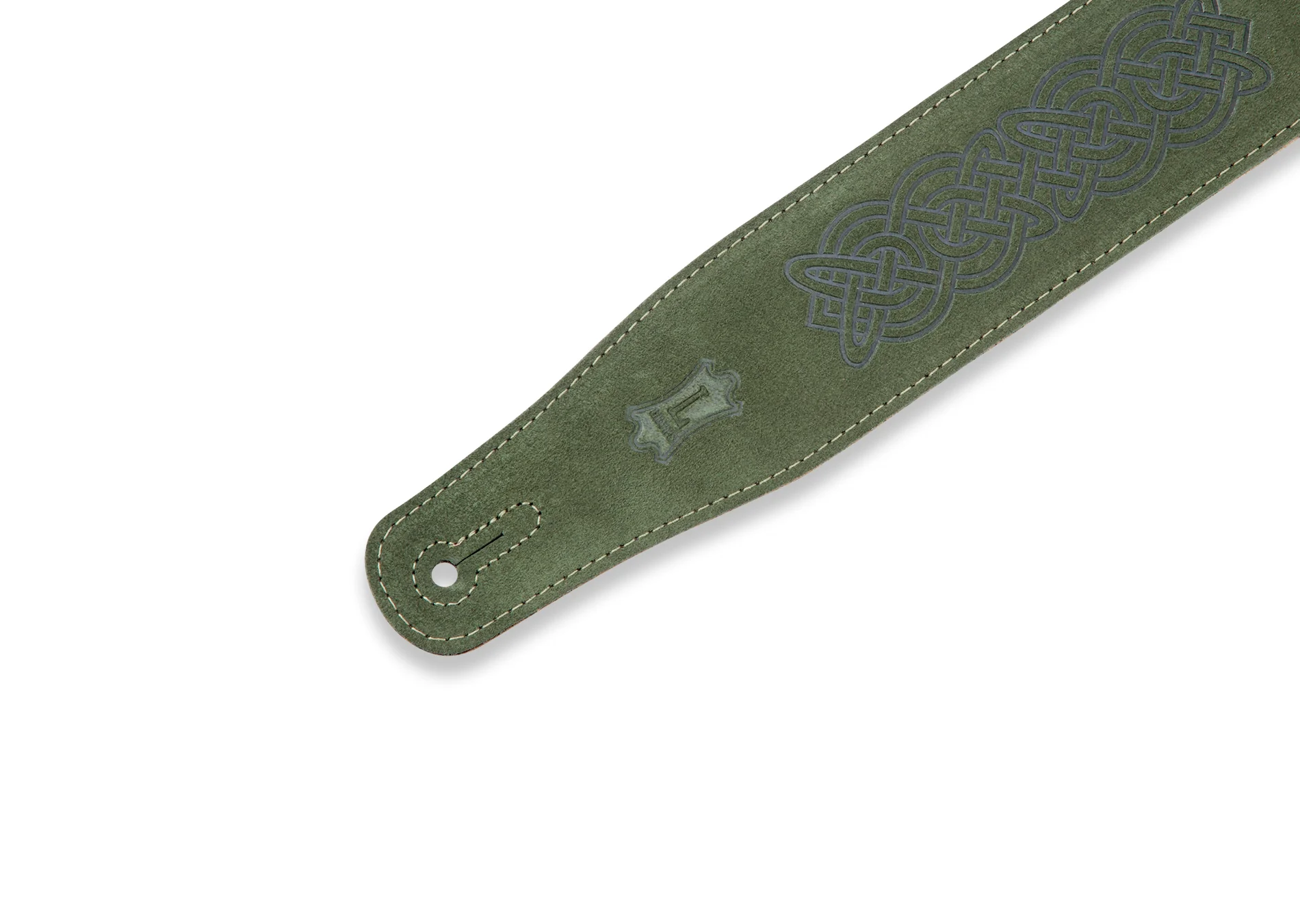 Levy's MS26CK-GRN 2 1/2" Wide Green Suede Leather Guitar Straps - Image 2