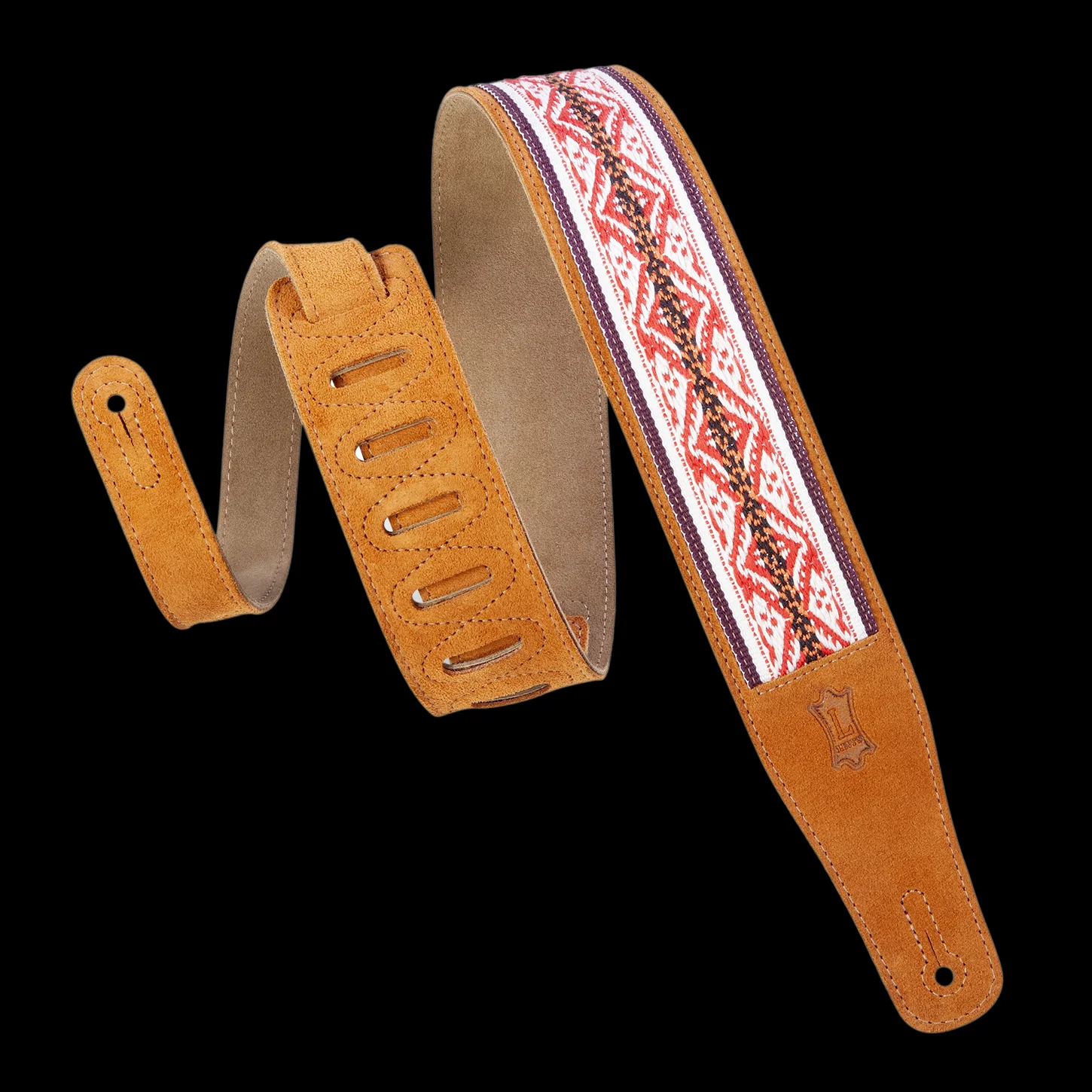 Levy's MSJ26-HNY 2 1/2" Wide Honey Suede Leather Guitar Strap - Image 2