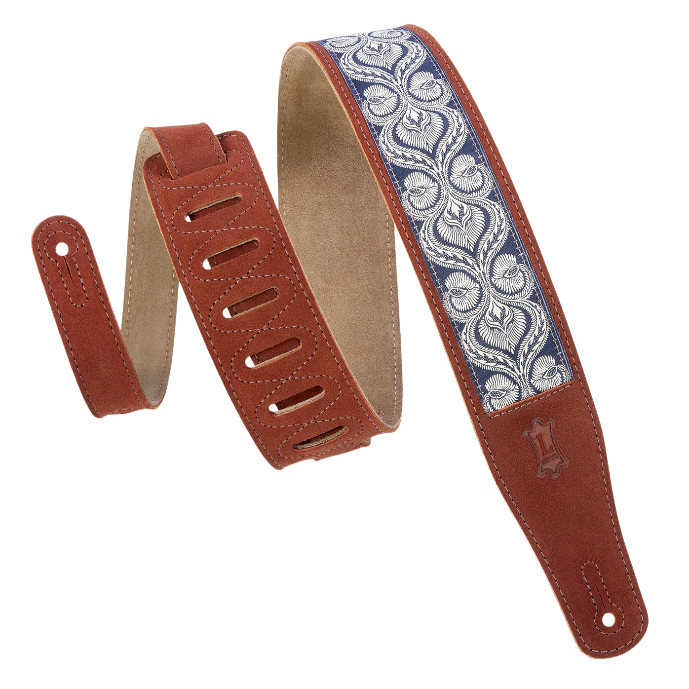 Levy's MSJ26-RST 2 1/2" Wide Rust Suede Leather Guitar Straps