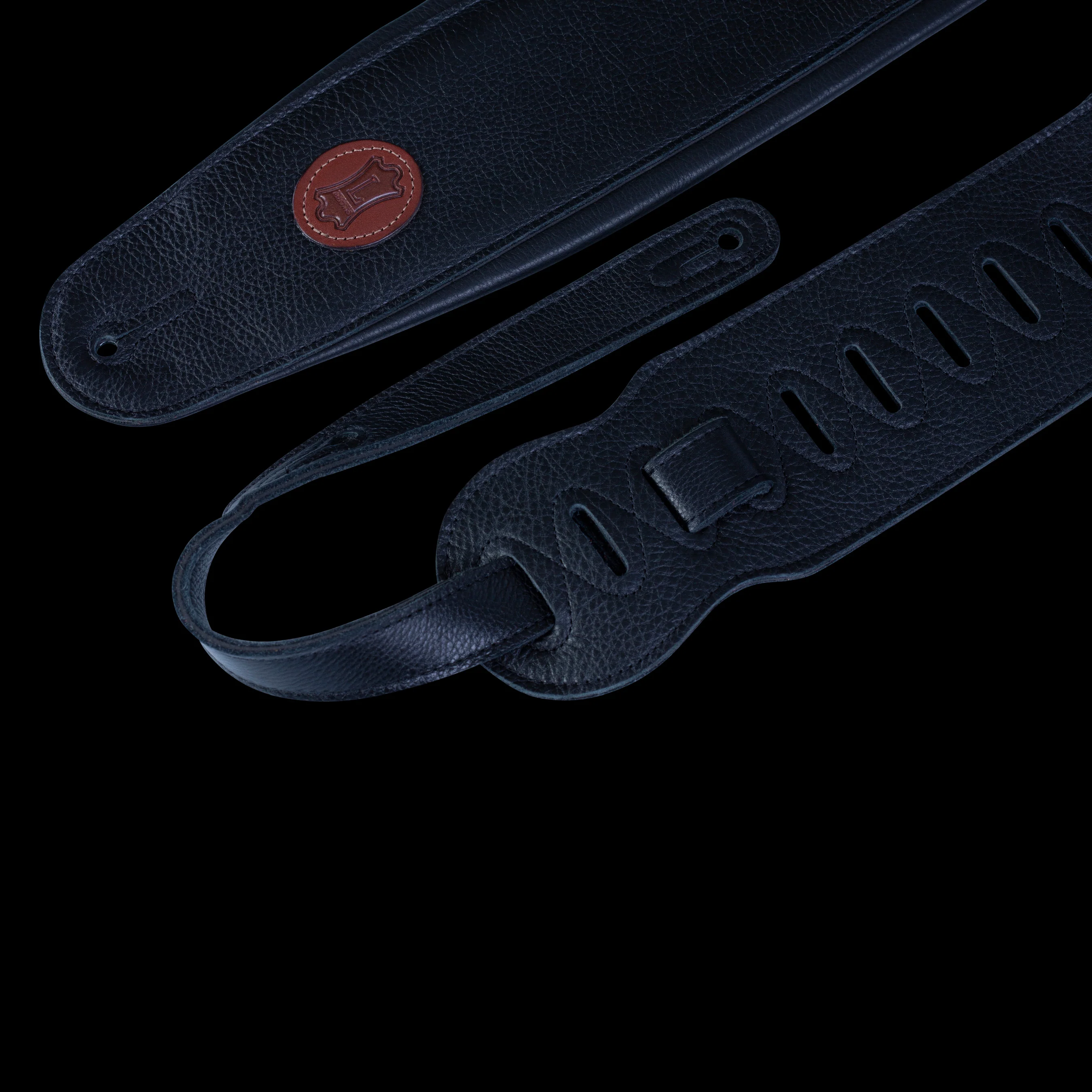 Levy's MSS2-4-BLK 4 1/2" Wide Black Garment Leather Bass Guitar Strap - Image 2