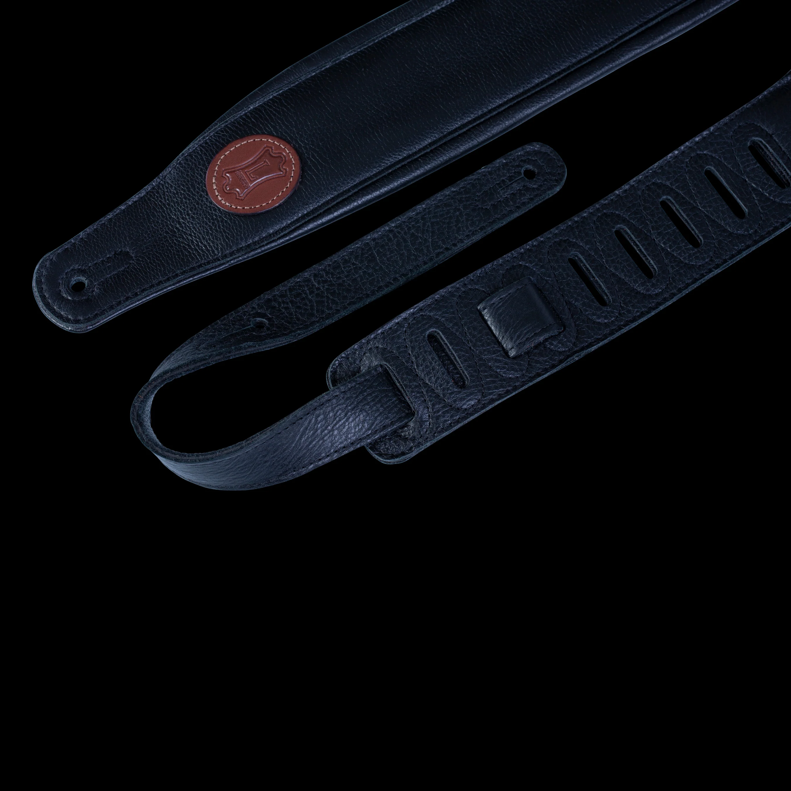 Levy's MSS2-BLK 3" Wide Black Garment Leather Guitar Strap - Image 2