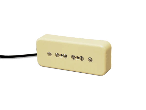 Lindy Fralin Hum-Cancelling P90 Soapbar Neck Stock Bridge +5% Overwound Pickup Set - Creme Pickup Set - White