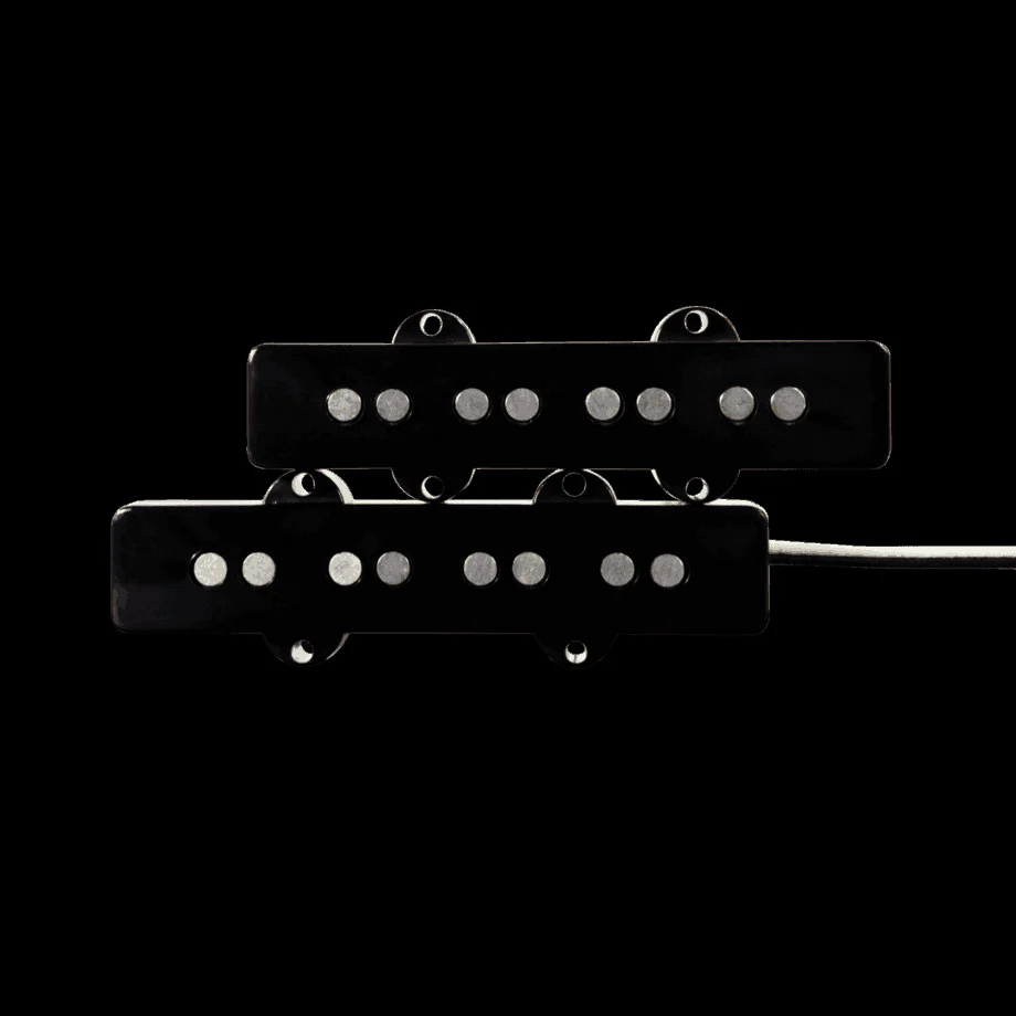 Lindy Fralin Jazz Bass Stock Stagger Black Covers Pickup Set