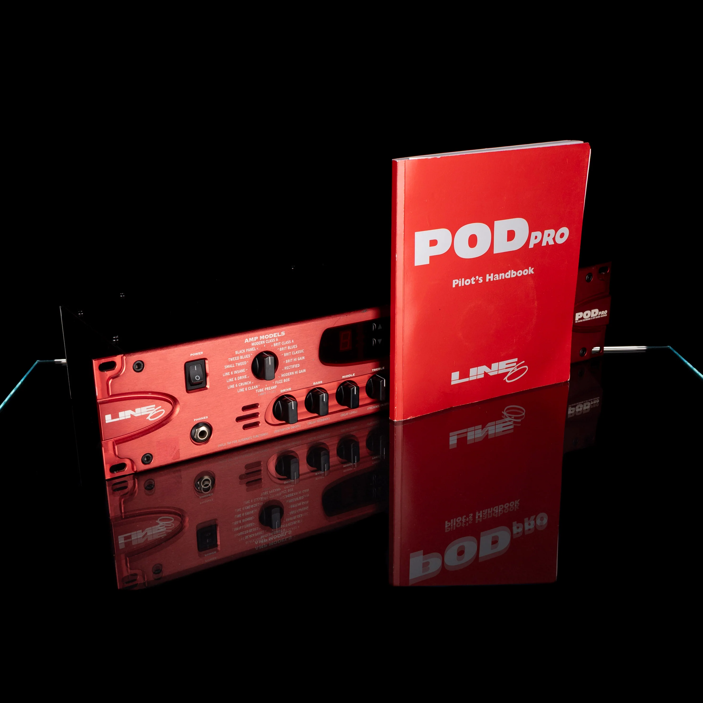 Used Line 6 Pod Pro Rackmount Multi Effect and Amp Modeler Red Rack Unit With Manual - Image 4
