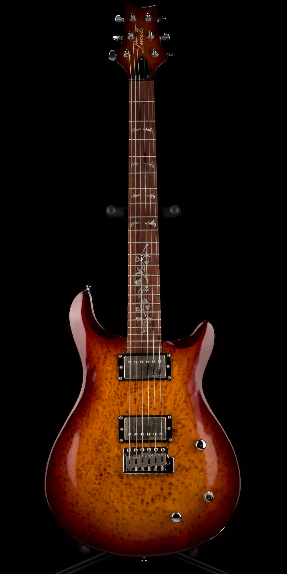 Lueez Double-Cut Carved Top HH Birdseye Maple Sunburst Electric Guitar With Soft Case - Image 2