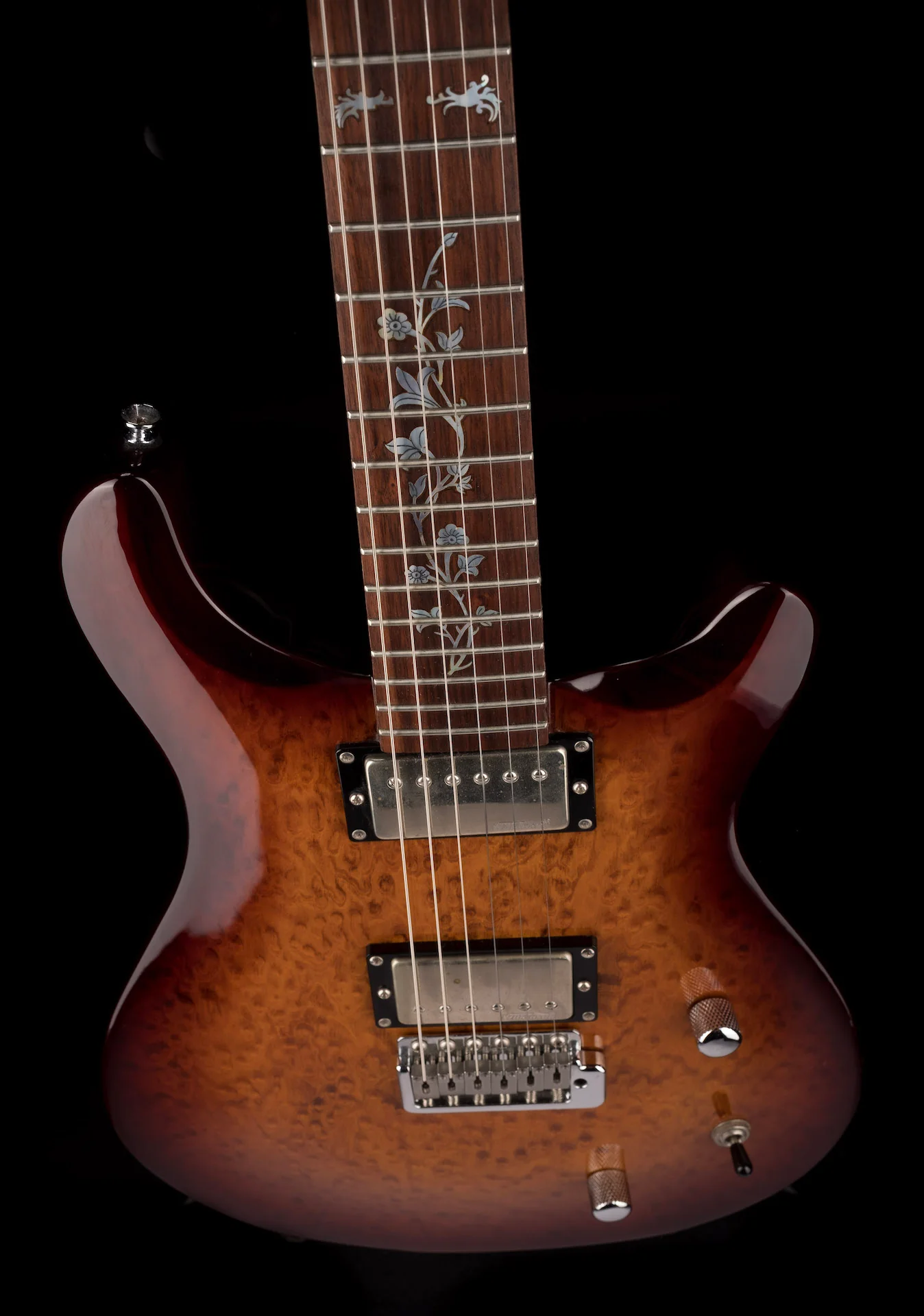 Lueez Double-Cut Carved Top HH Birdseye Maple Sunburst Electric Guitar With Soft Case - Image 4