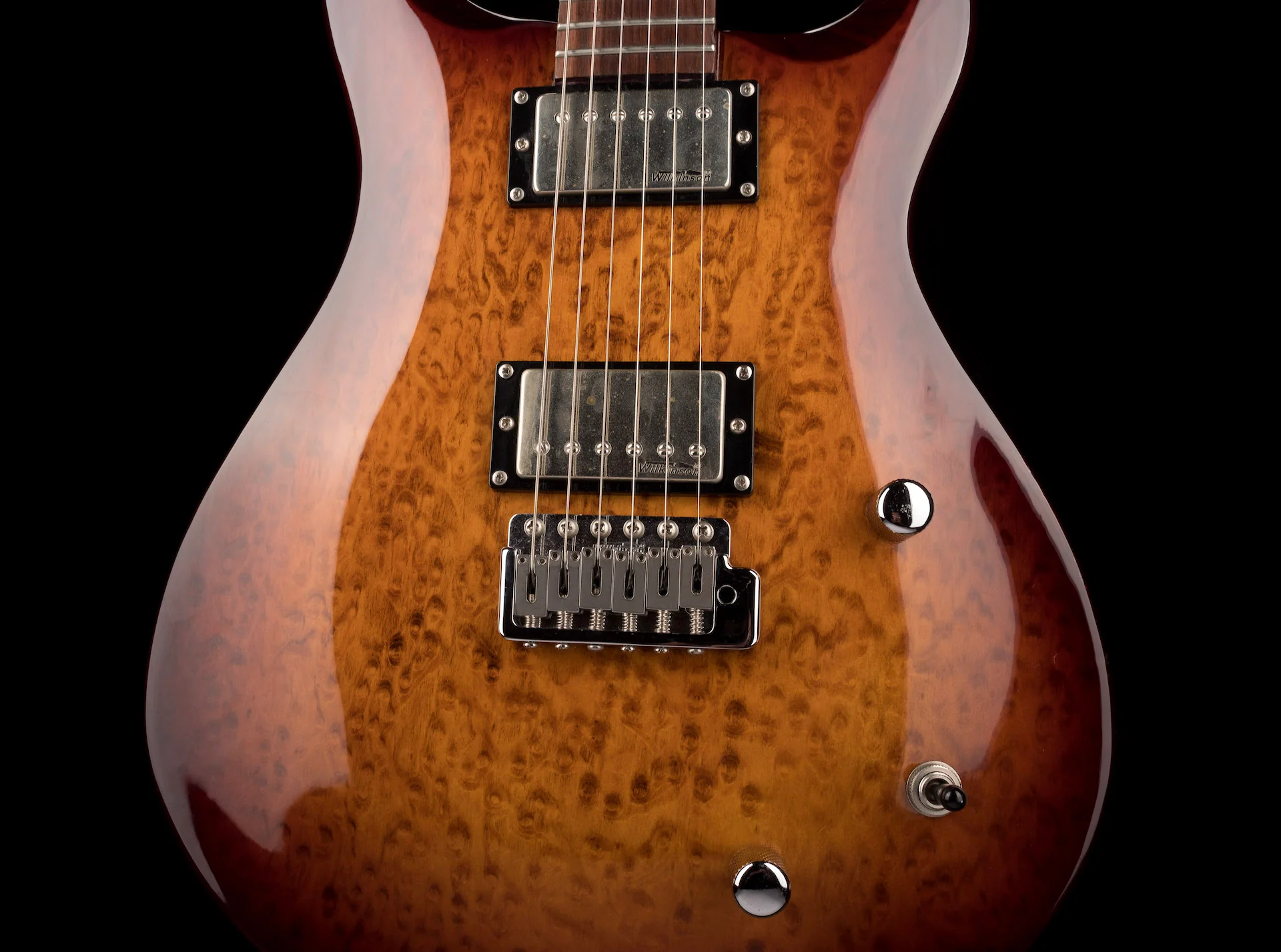 Lueez Double-Cut Carved Top HH Birdseye Maple Sunburst Electric Guitar With Soft Case - Image 6