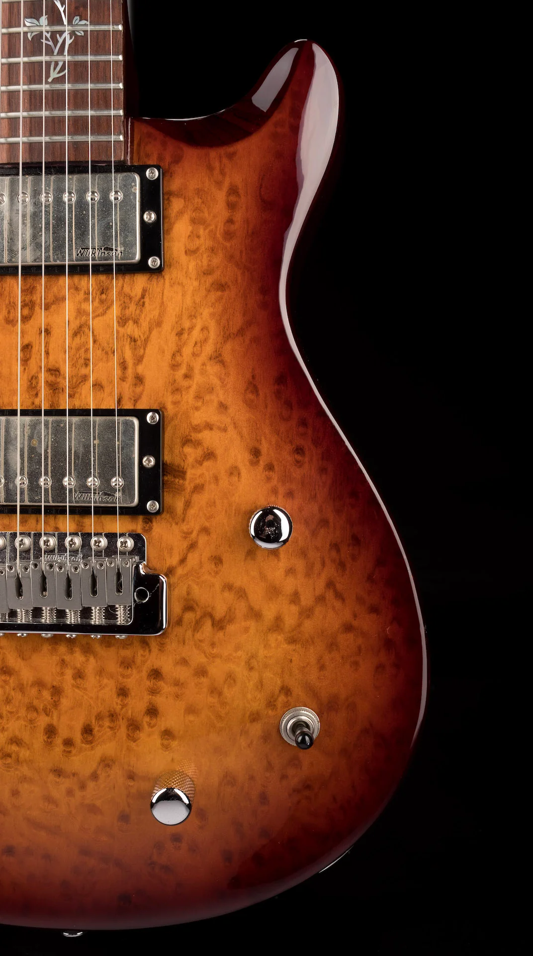 Lueez Double-Cut Carved Top HH Birdseye Maple Sunburst Electric Guitar With Soft Case - Image 9