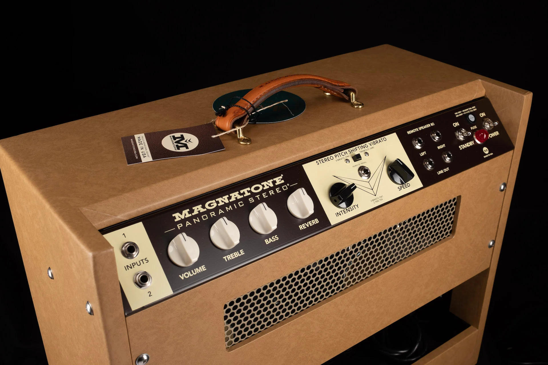 Magnatone Special Edition Panoramic Stereo Camel with Oxblood Grill Guitar Amp Combo - Image 7