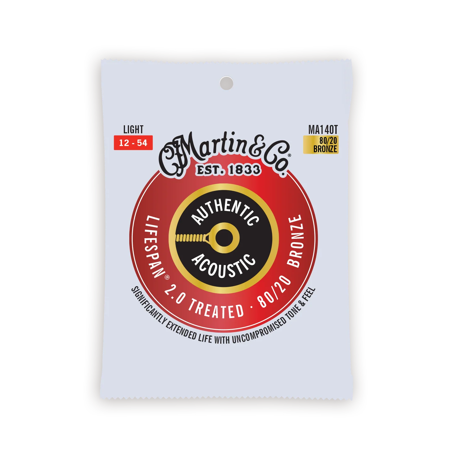 Martin MA140T Authentic Treated Light 80/20 Acoustic Guitar Strings