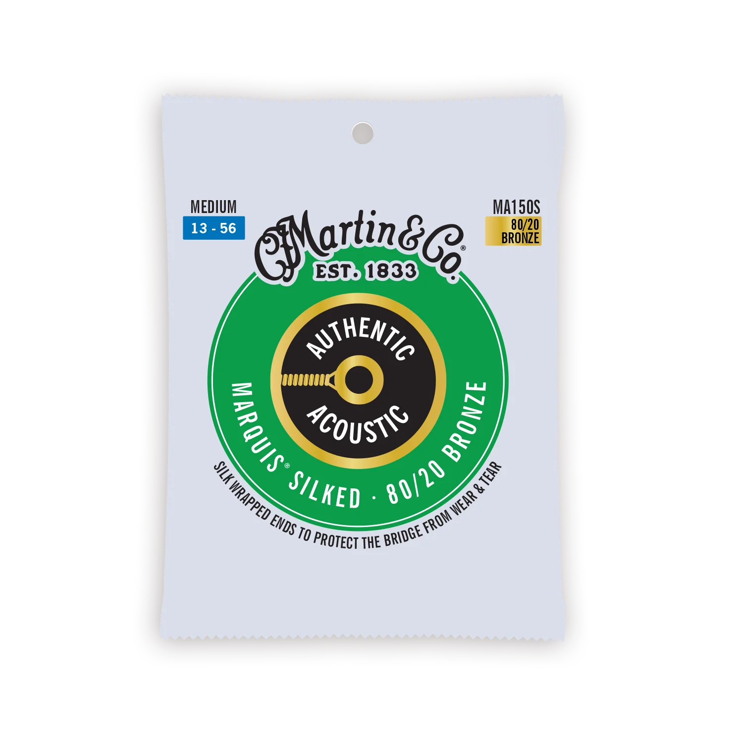 Martin MA150S Authentic Silked Medium 80/20 Acoustic Guitar Strings