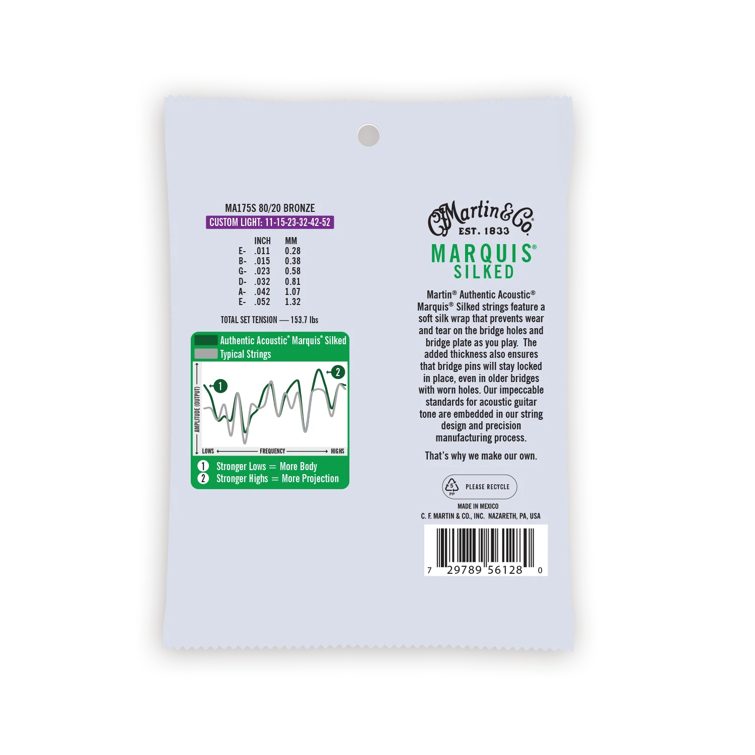 Martin MA175S Marquis Silked Custom Light 11-52 80/20 Bronze Acoustic Guitar Strings - Image 2