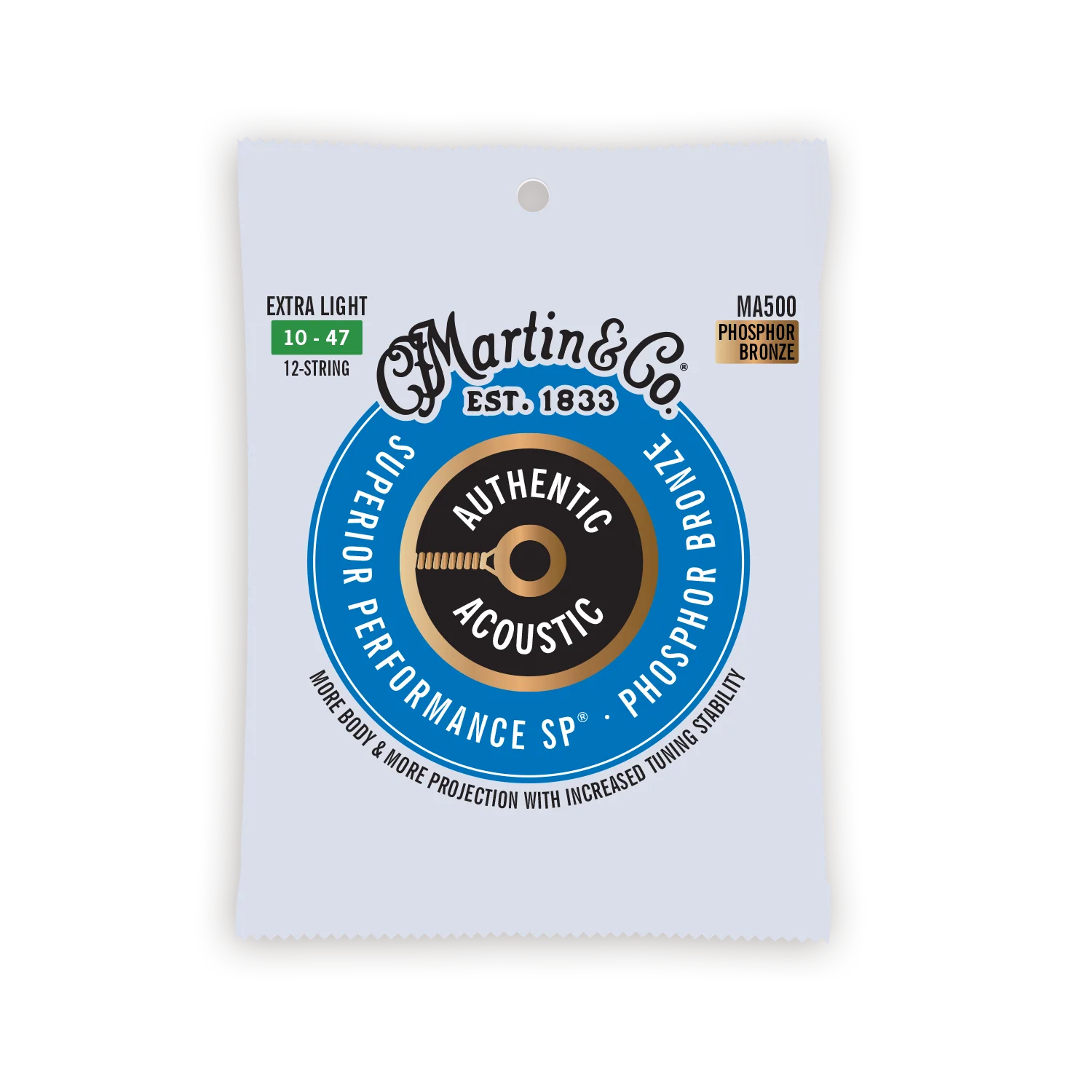Martin MA500 Authentic 12-string Extra Light 92/8 Acoustic Guitar Strings