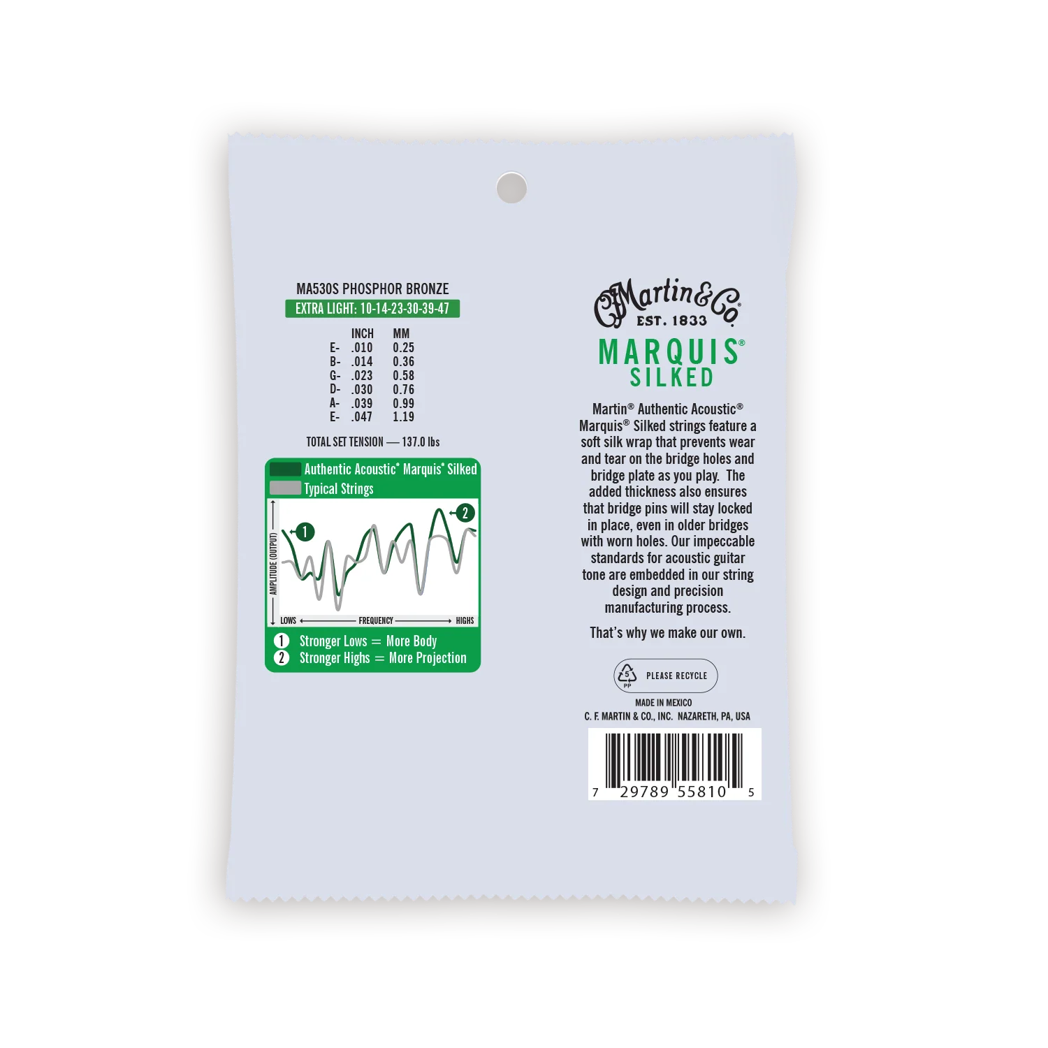 Martin MA530S Authentic Silked Extra Light 92/8 Acoustic Guitar Strings - Image 2