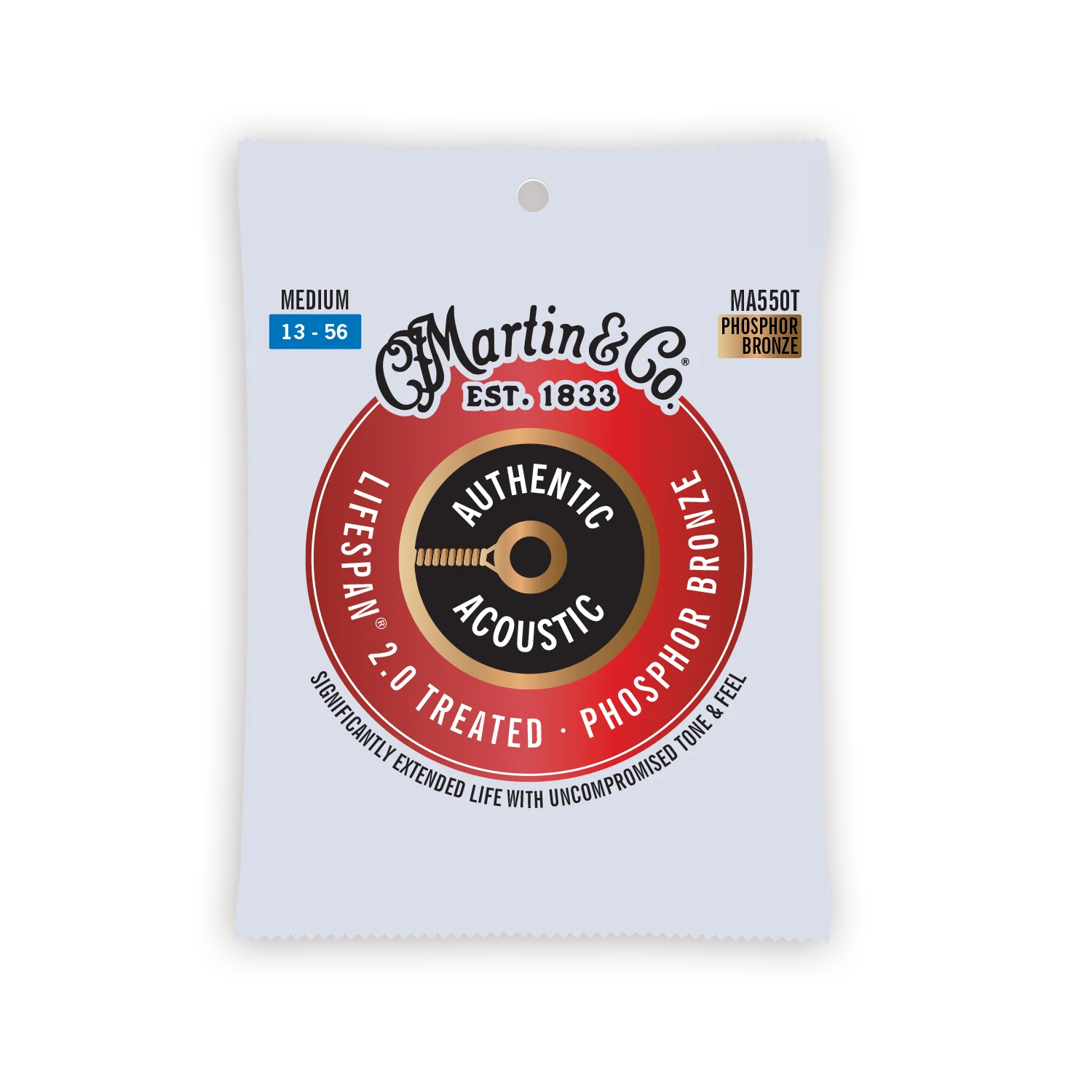 Martin MA550T Lifespan 2.0 Authentic Treated Medium 13-56 Phosphor Bronze Acoustic Guitar Strings