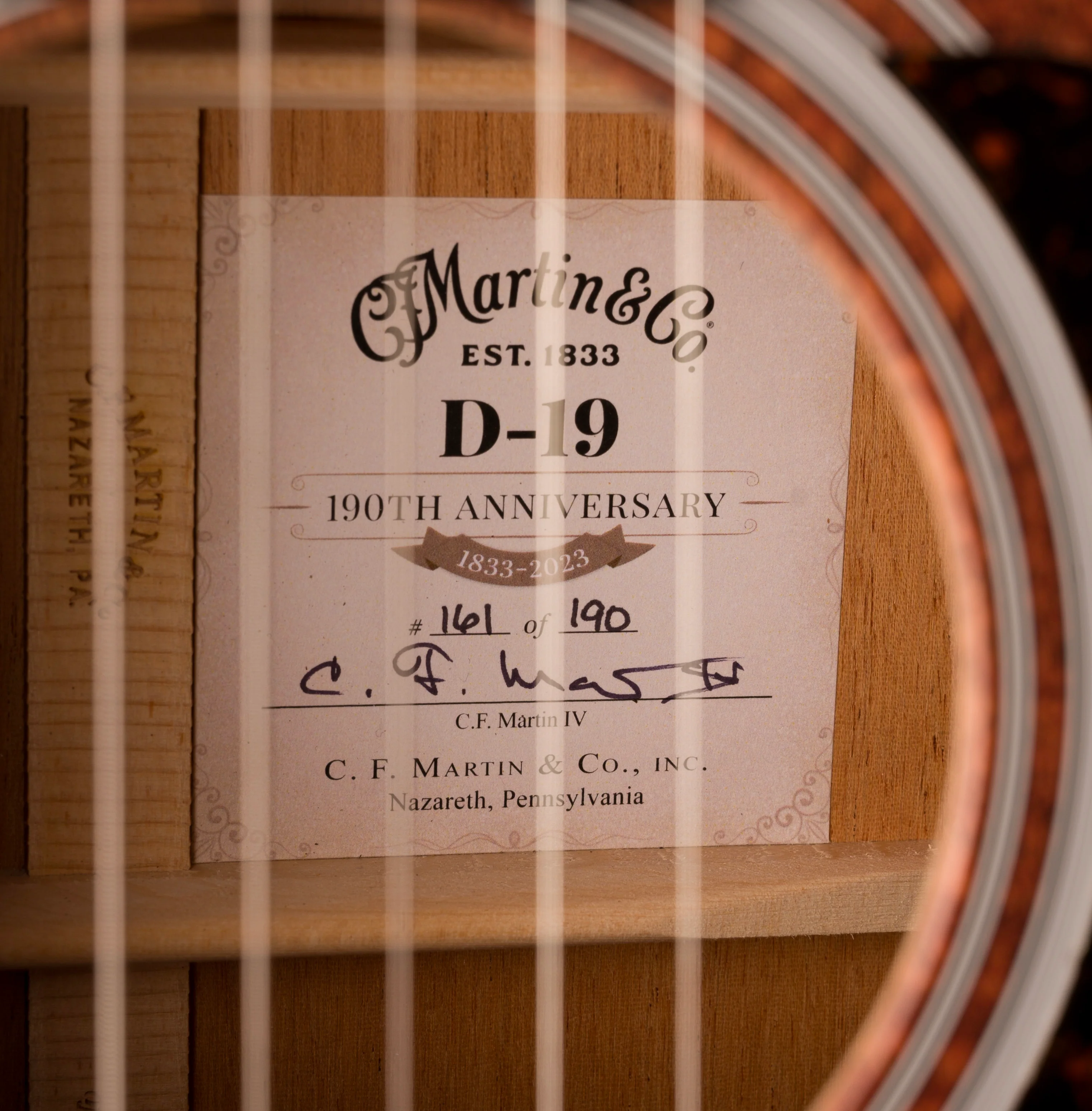 Martin Limited Edition D-19 190th Anniversary Acoustic Guitar Natural with Case - Image 12