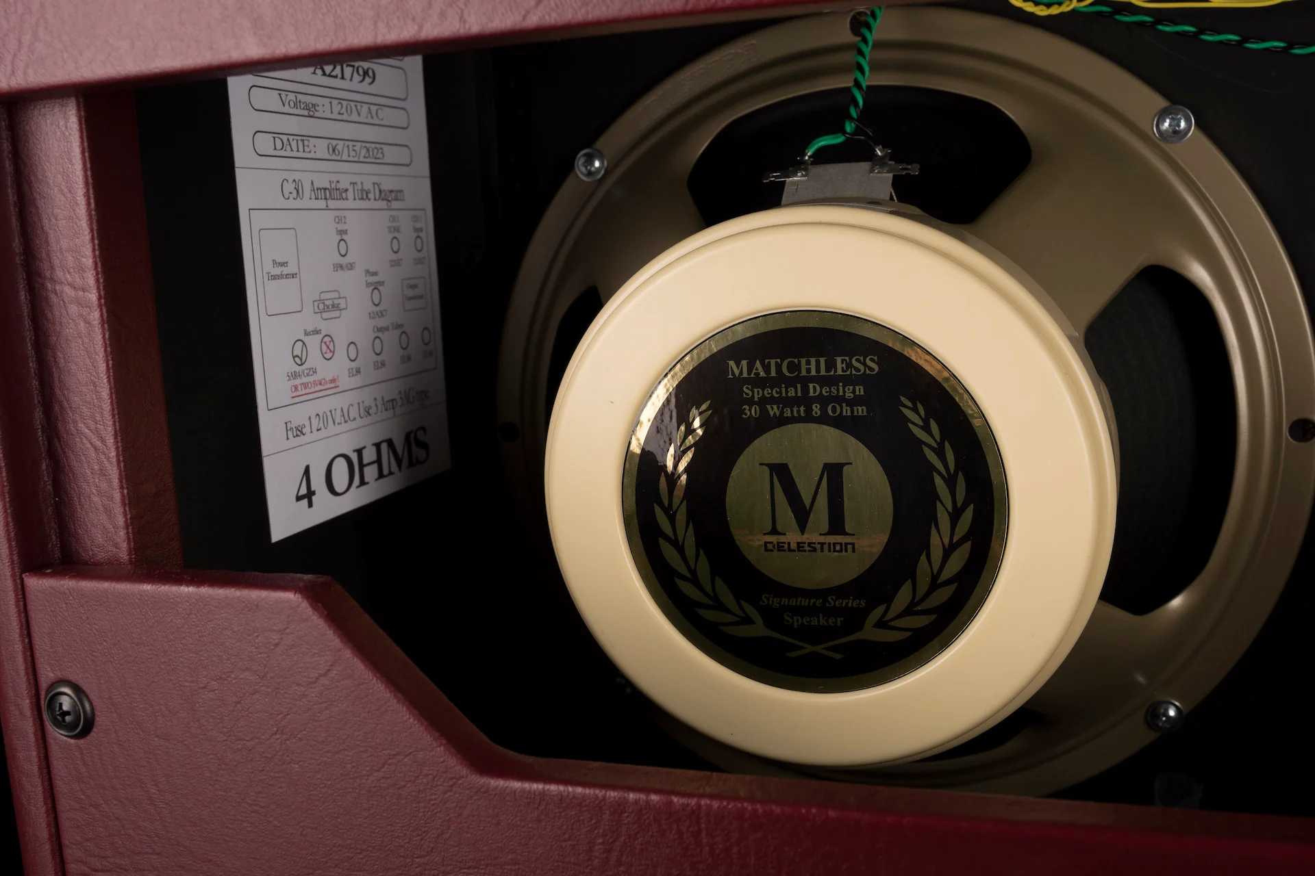 Matchless DC-30 2x12" Custom Color Dark Burgundy Guitar Amp Combo - Image 9
