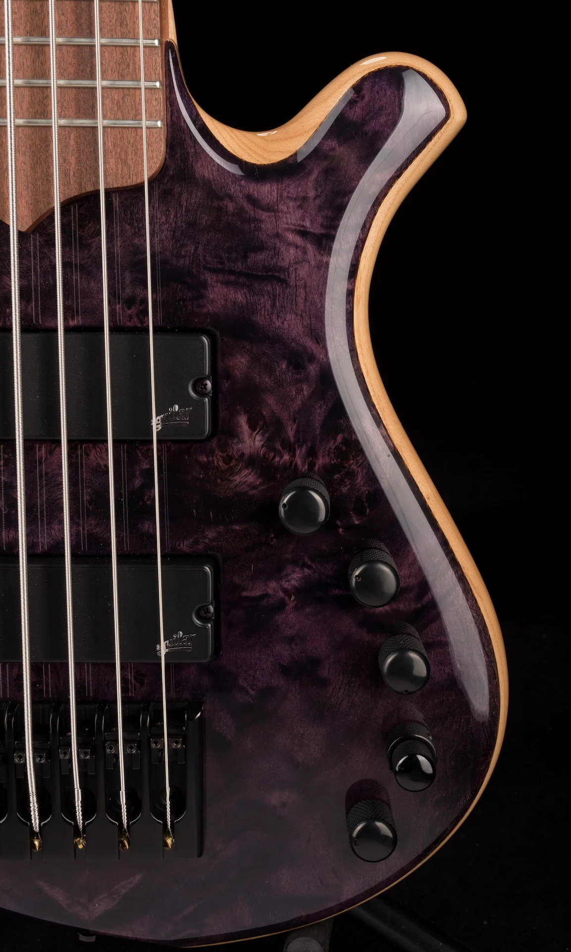 Mayones BE Elite 5 EP Eye Poplar Top 5 String Bass Guitar Dirty Purple Blue Burst Gloss - Image 9