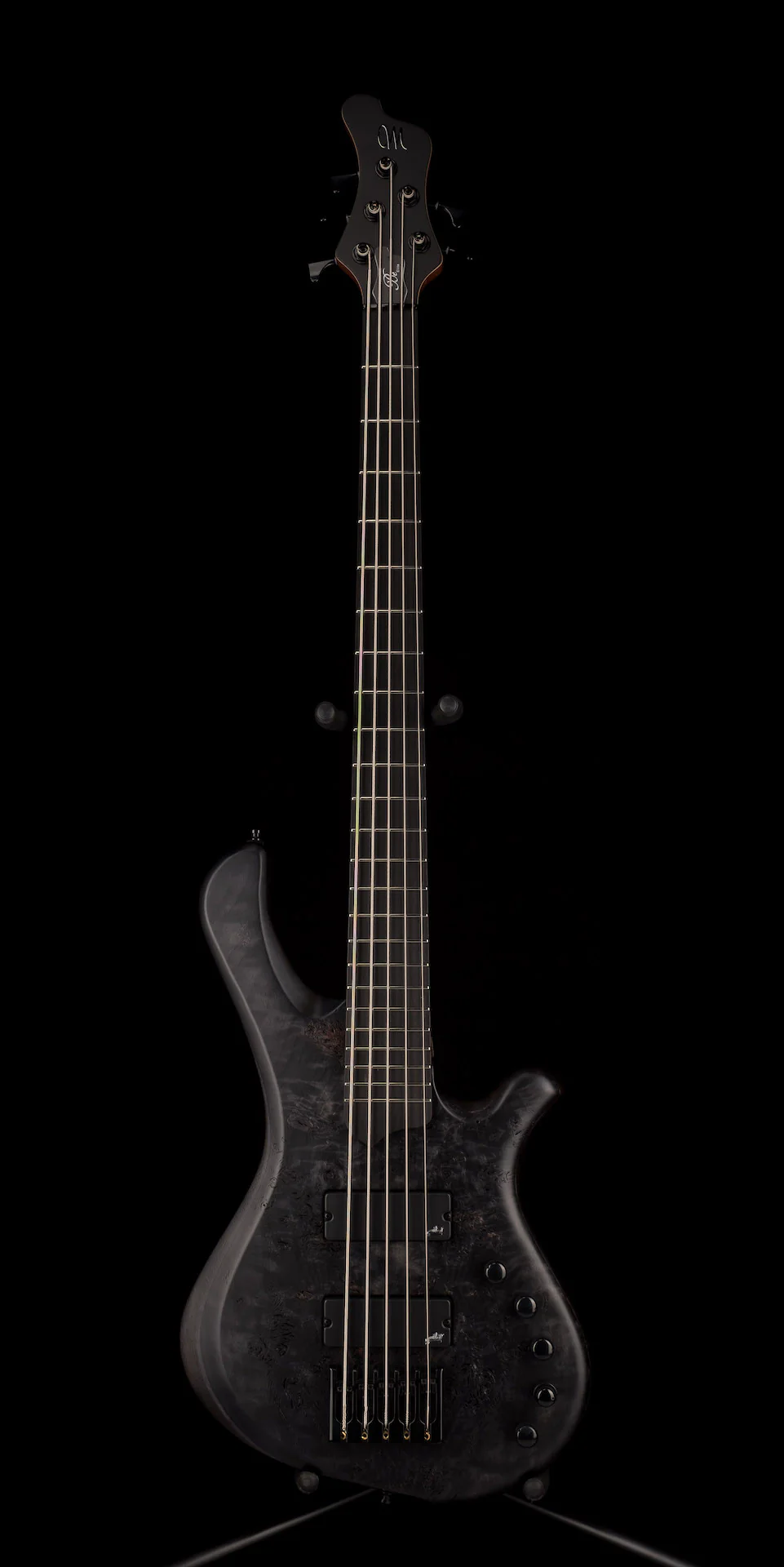 Mayones BE Elite EP 5 String Bass Guitar Trans Black Raw Eye Poplar Top With Case - Image 2