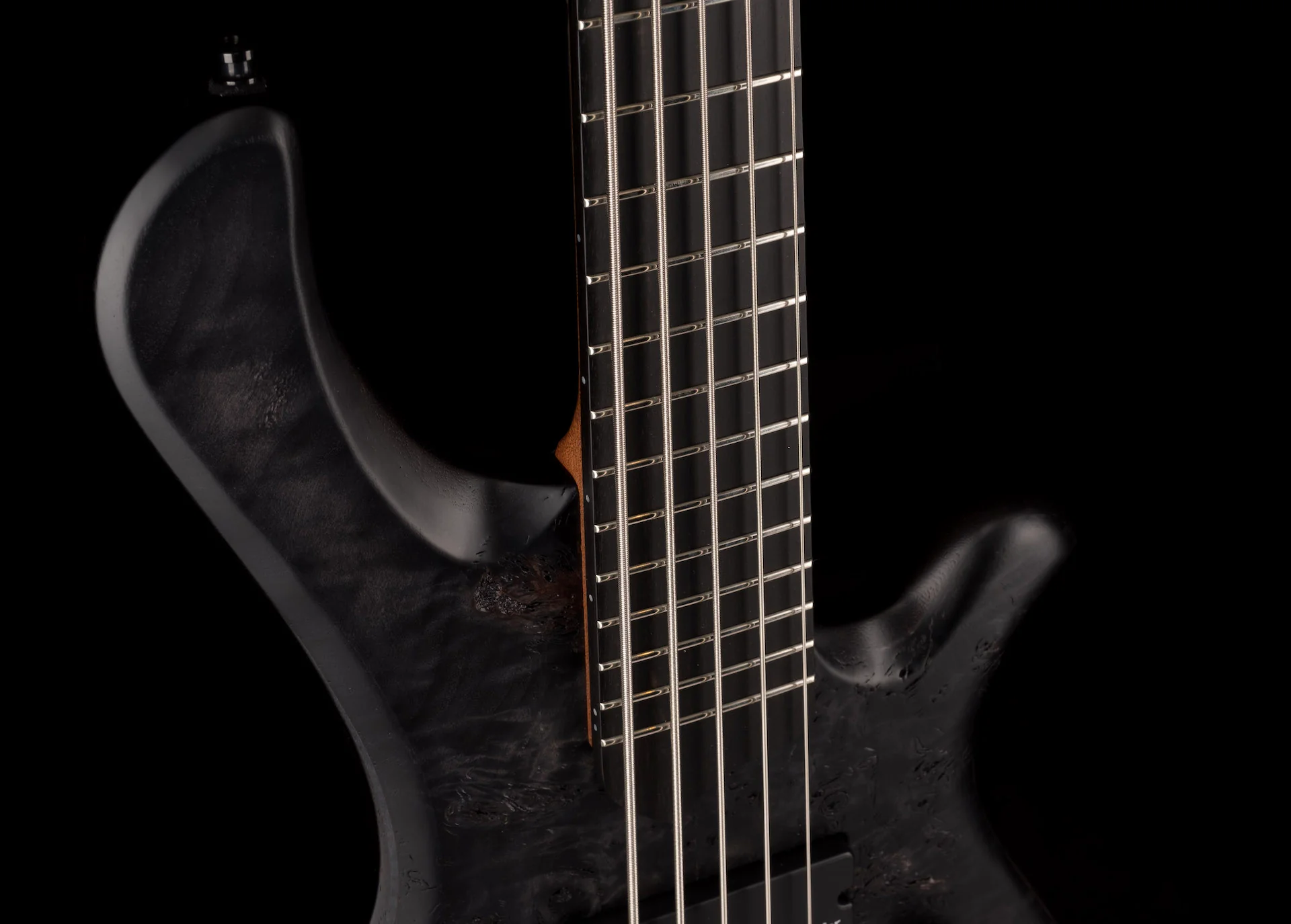 Mayones BE Elite EP 5 String Bass Guitar Trans Black Raw Eye Poplar Top With Case - Image 3